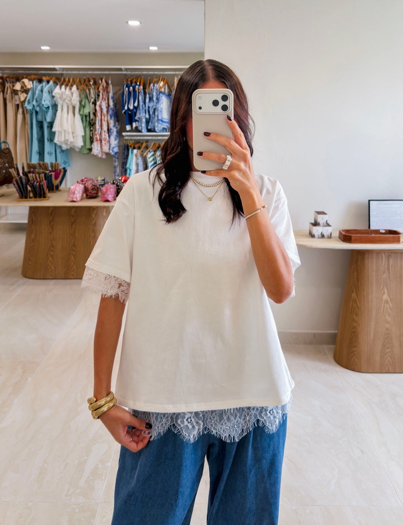 VALERIE WHITE LACE T-SHIRT