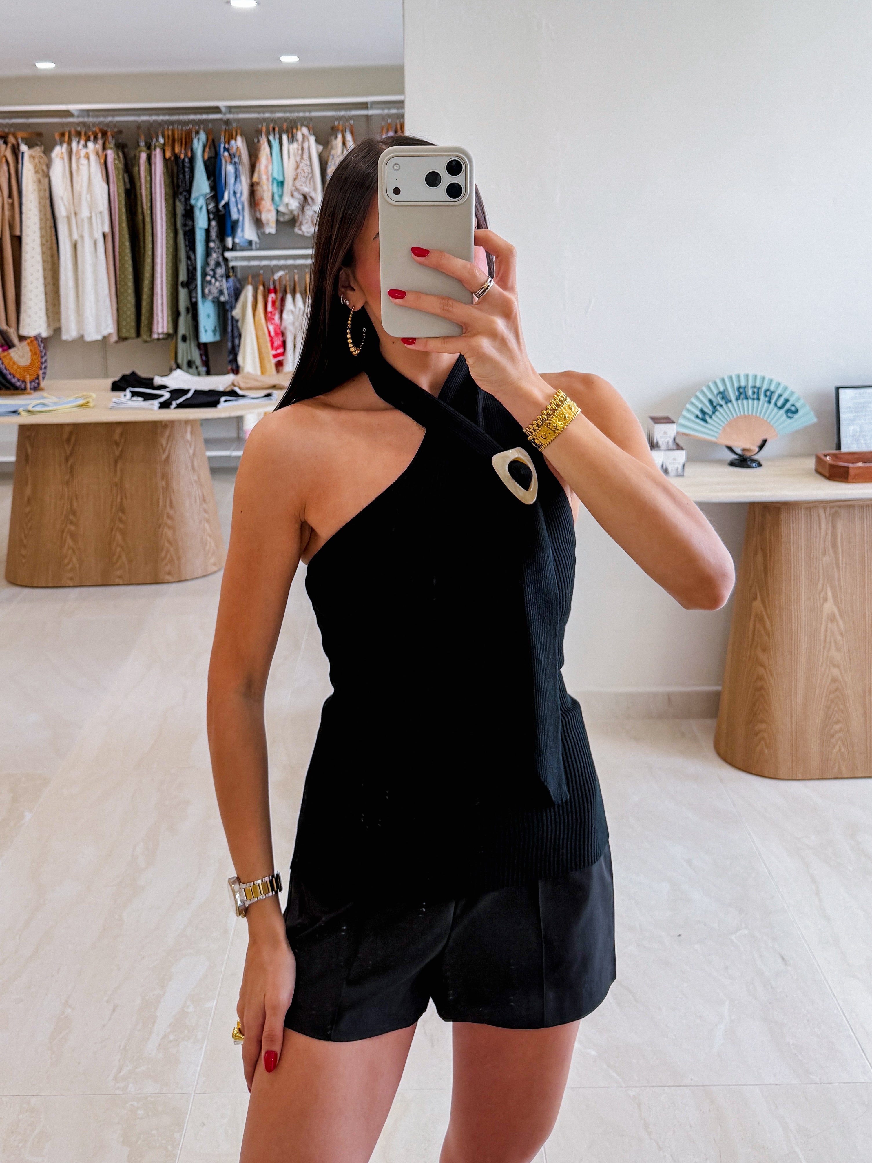 KATIANA KNIT TOP WITH NECK DETAIL