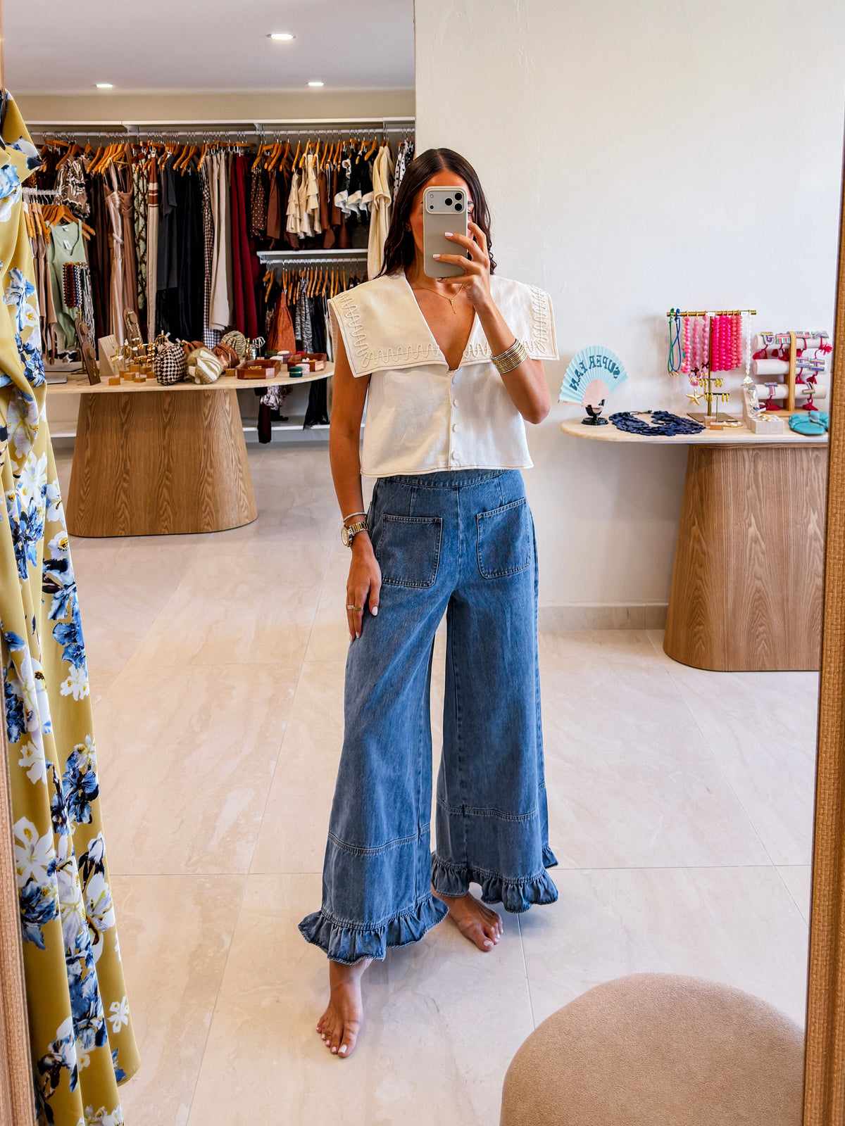MONET RUFFLE HEM DENIM JEANS