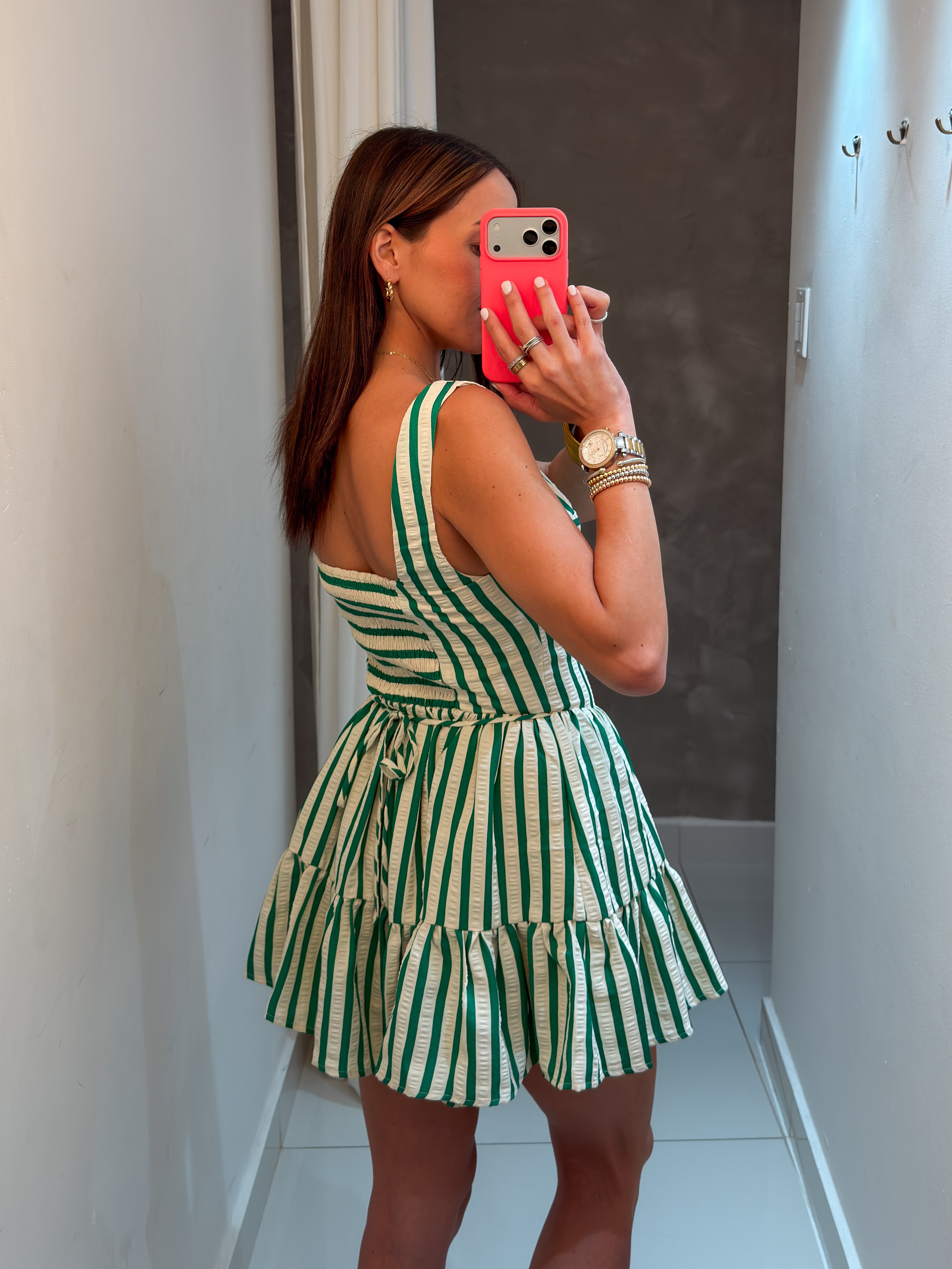 MAPLE STRIPED GREEN ROMPER