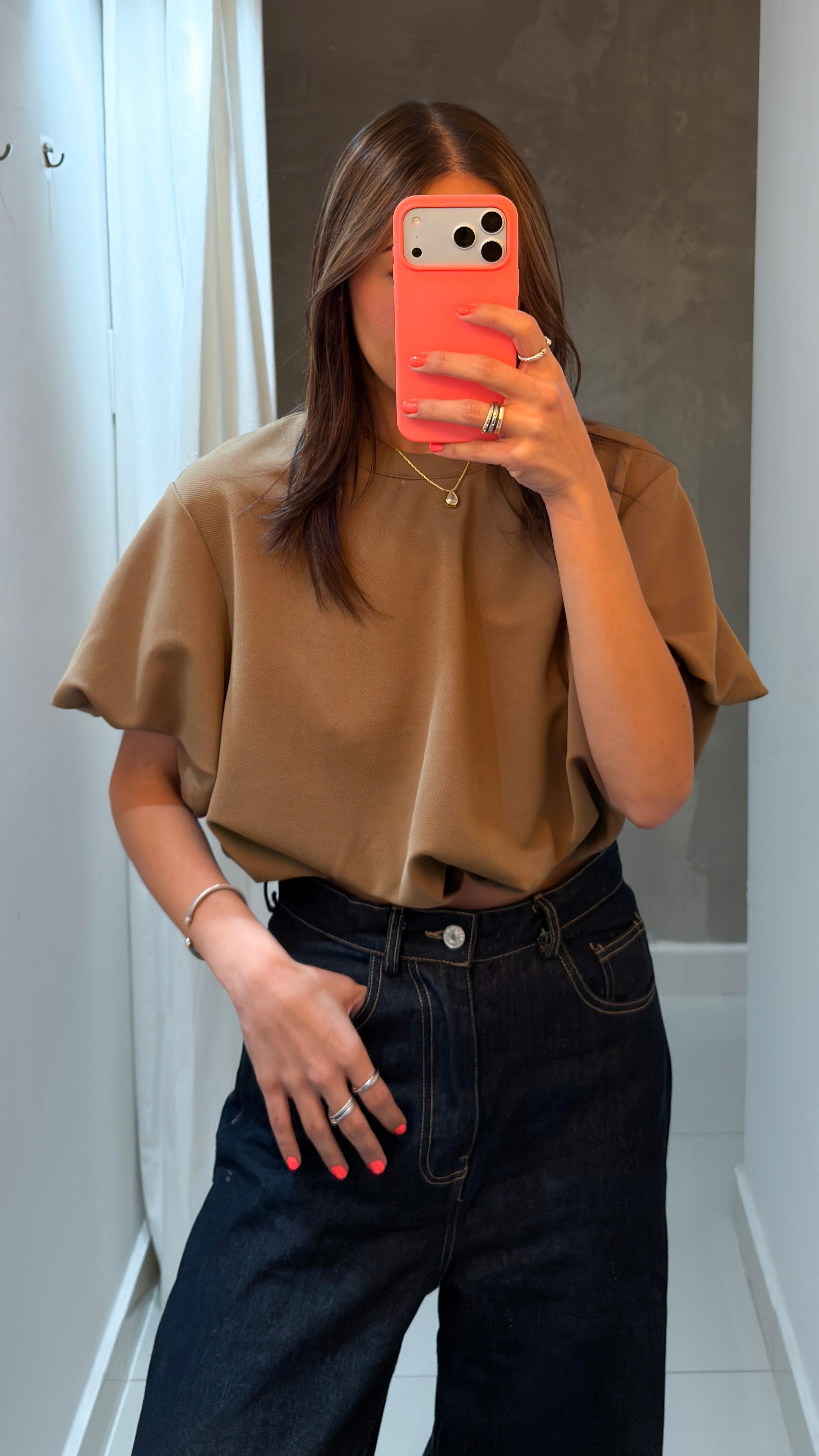 ISTELLA BUBBLE CROP TOP IN MOCHA