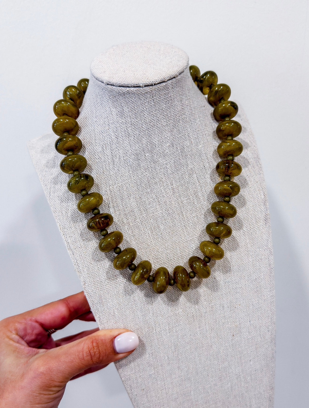 PIA OLIVE BEADED NECKLACE