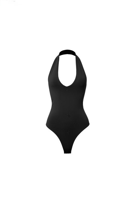 DOUBLE LAYER HALTER NECK BODYSUIT