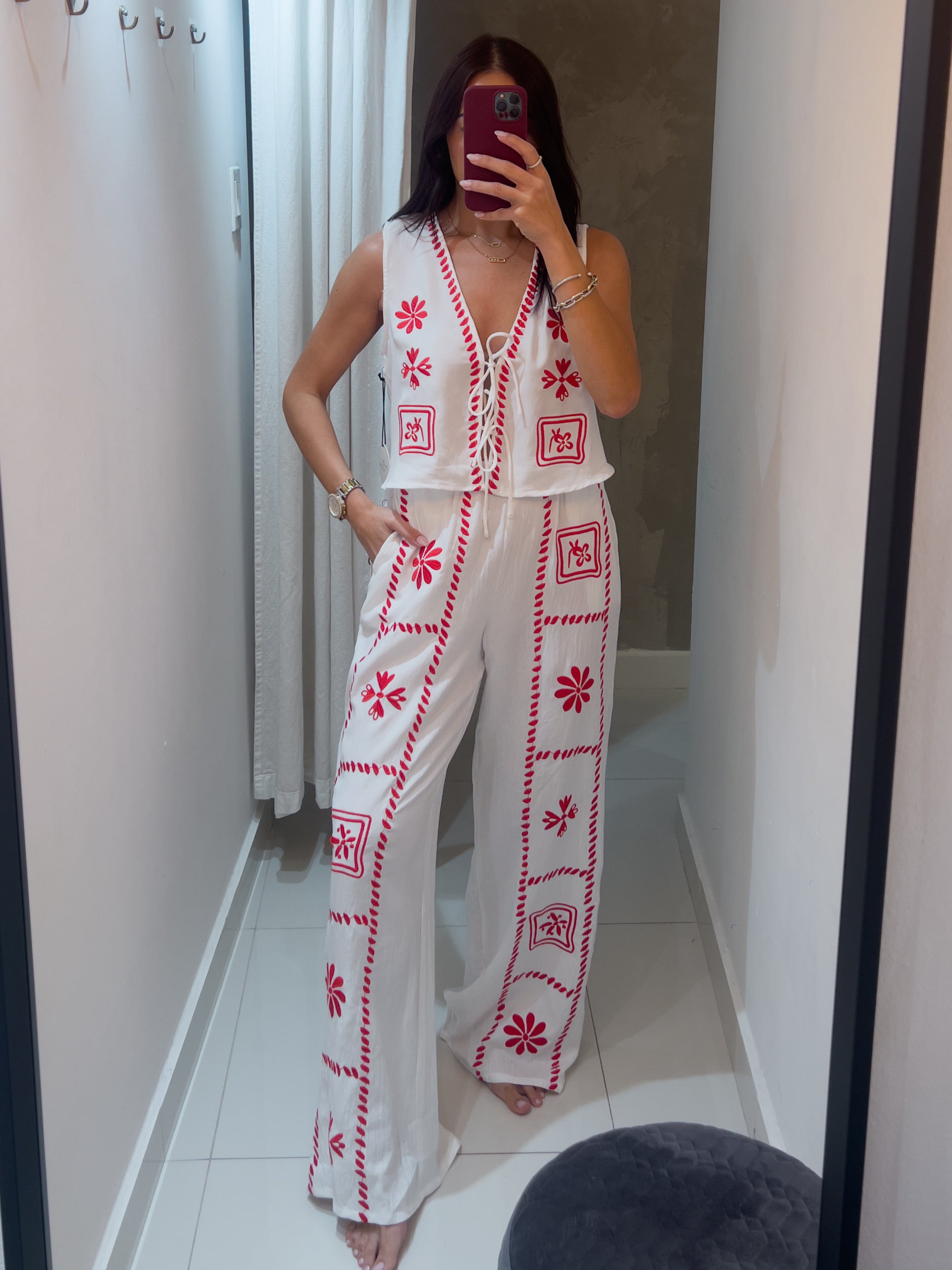 ARIA VEST TOP EMBROIDERED SET