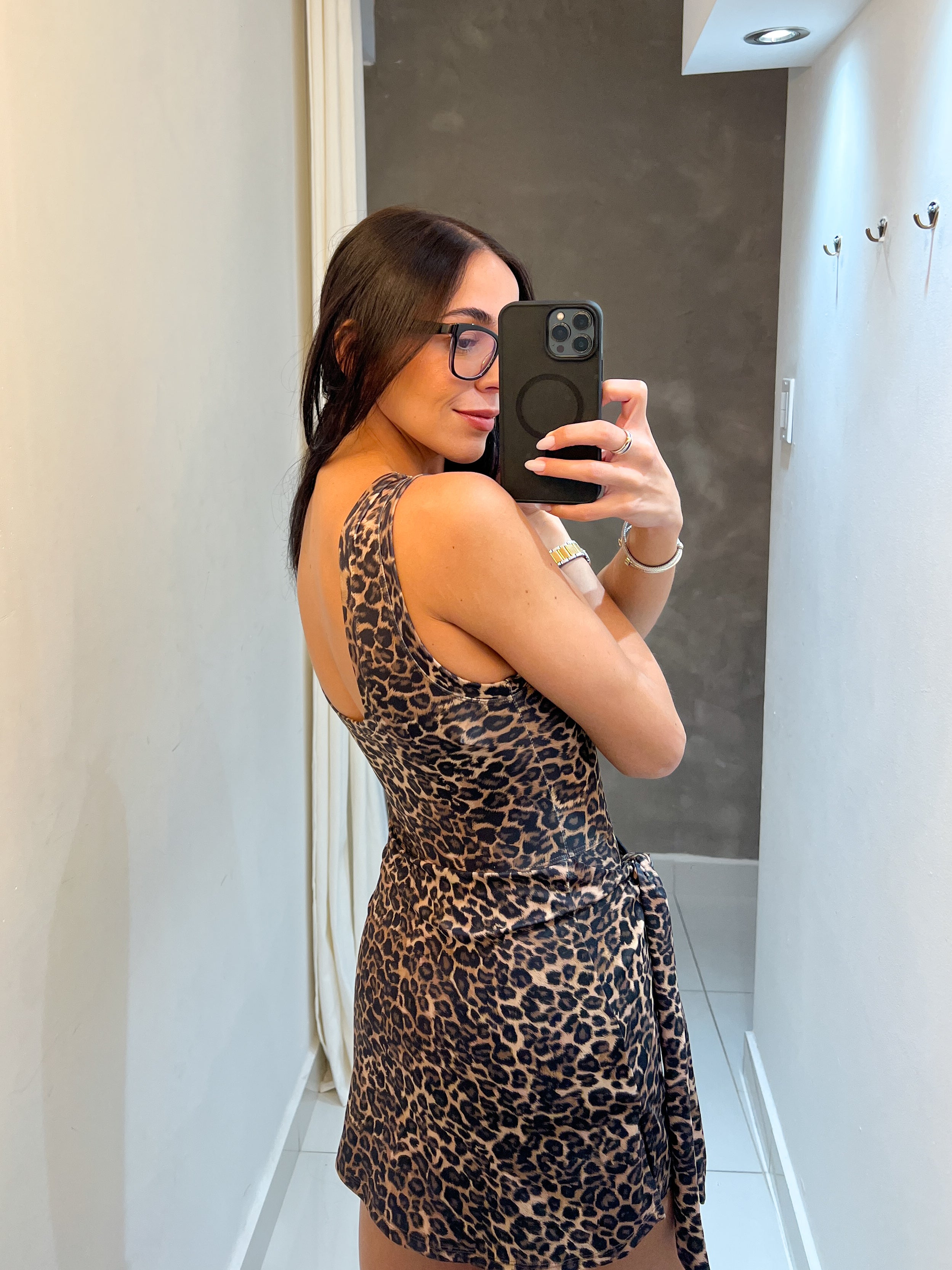 CINDY ANIMAL PRINT WRAP ACTIVE ROMPER