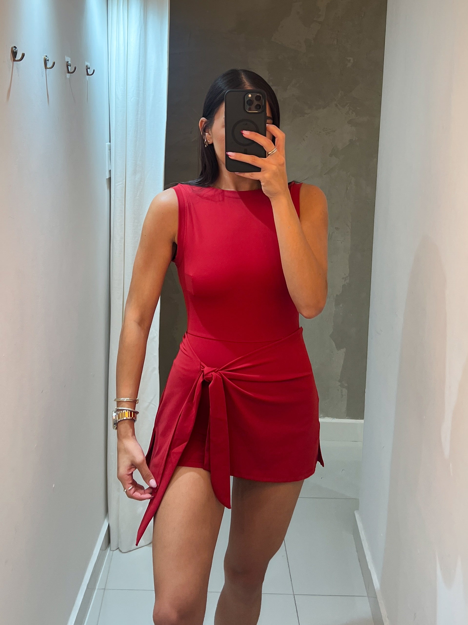 CINDY RED WRAP ACTIVE ROMPER