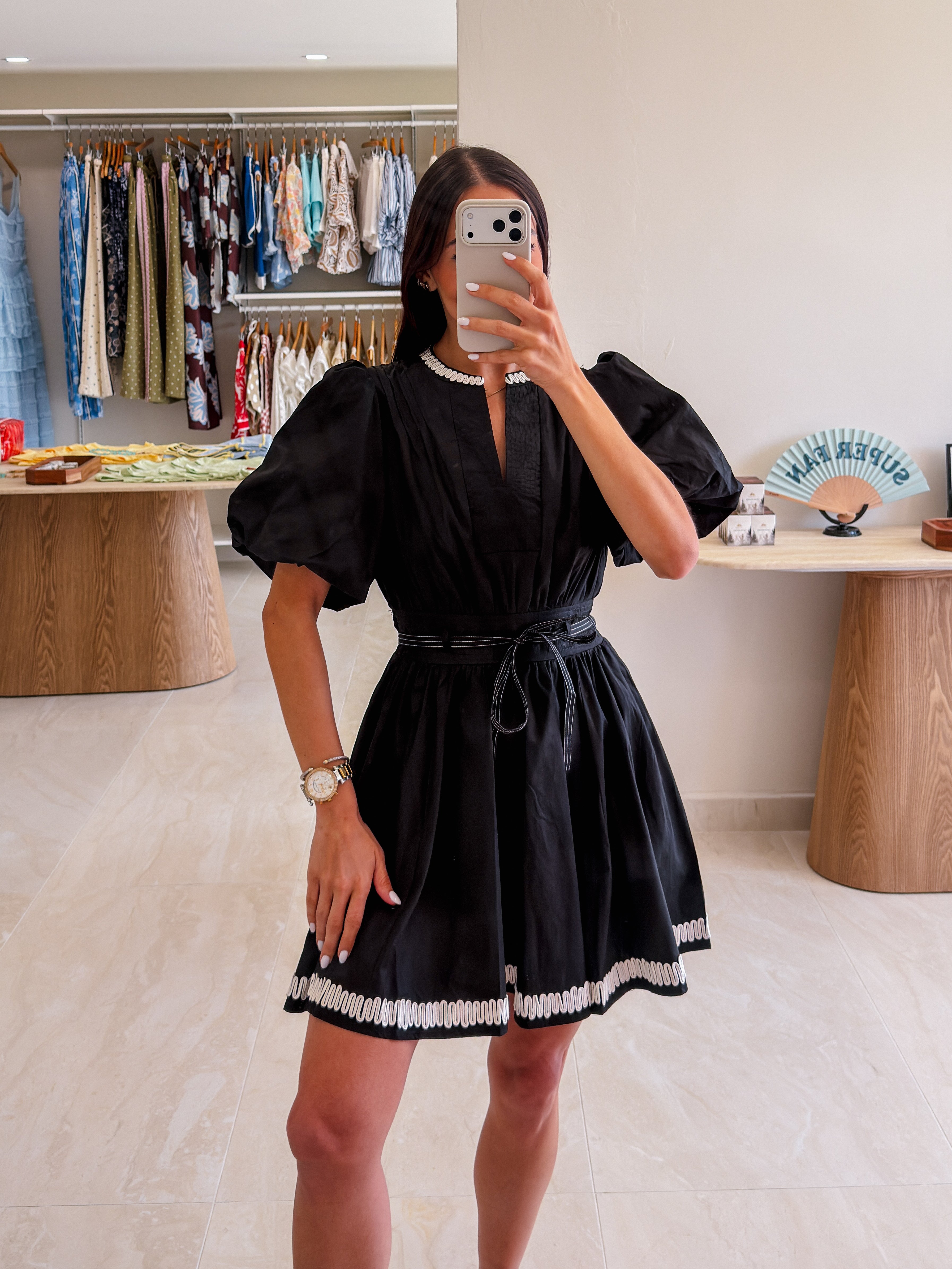 SMOCK WAIST FIT & FLARE DRESS