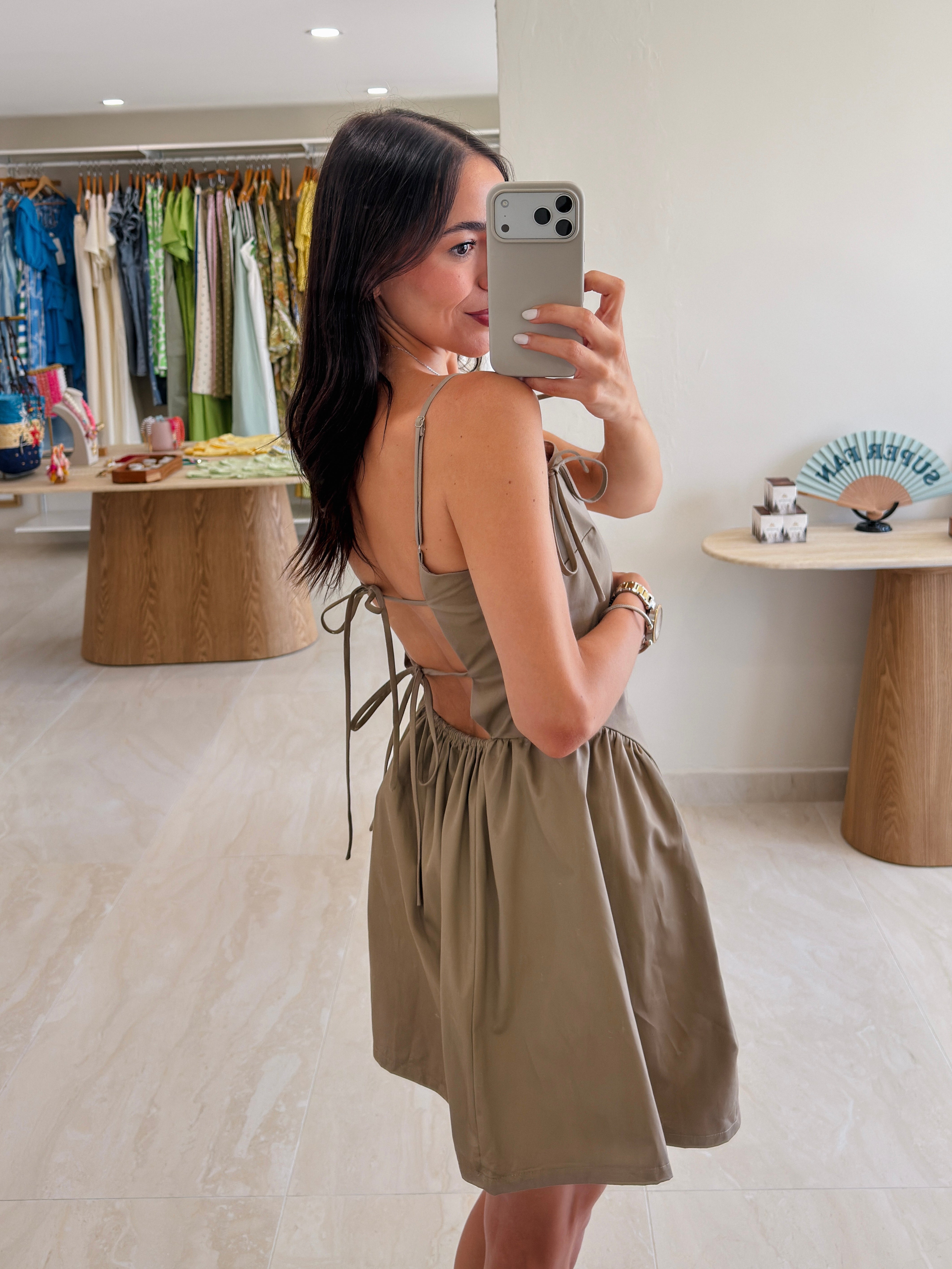 ESTHER DUNE TIE BACK MINI DRESS