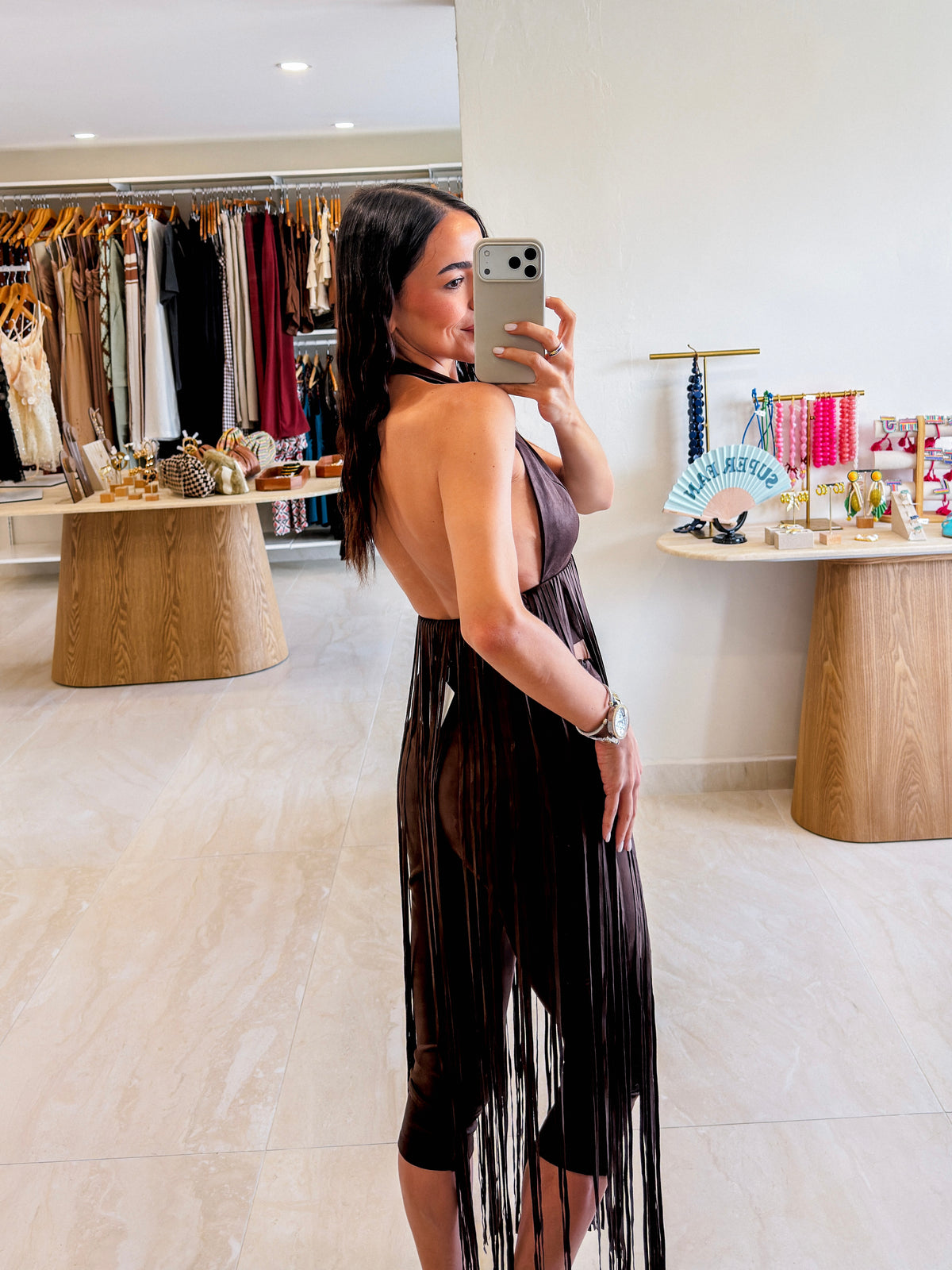 DARIA FRINGE TOP AND CAPRI PANTS SUEDE SET