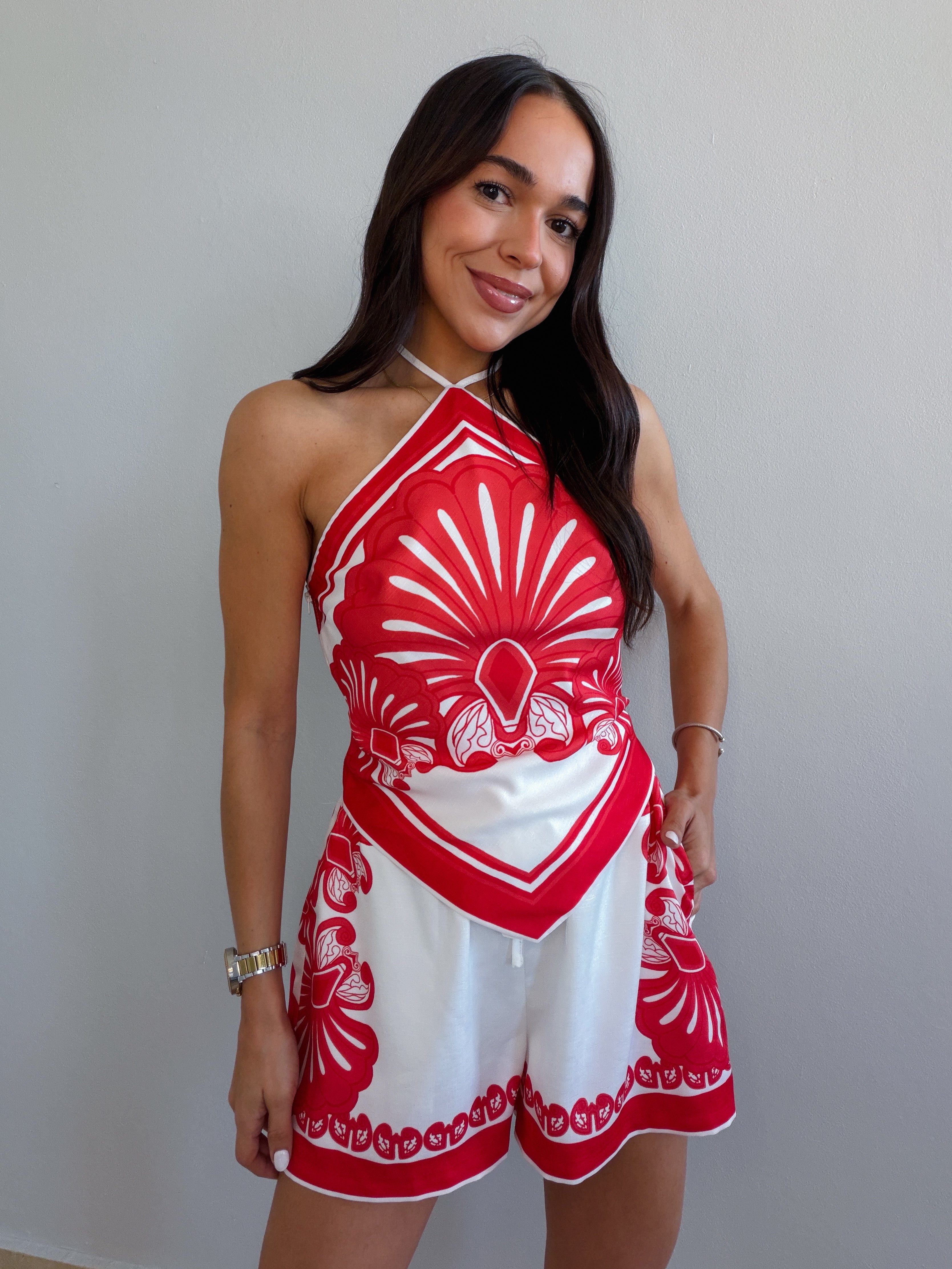 ILLIA SCARF TOP PRINTED SET