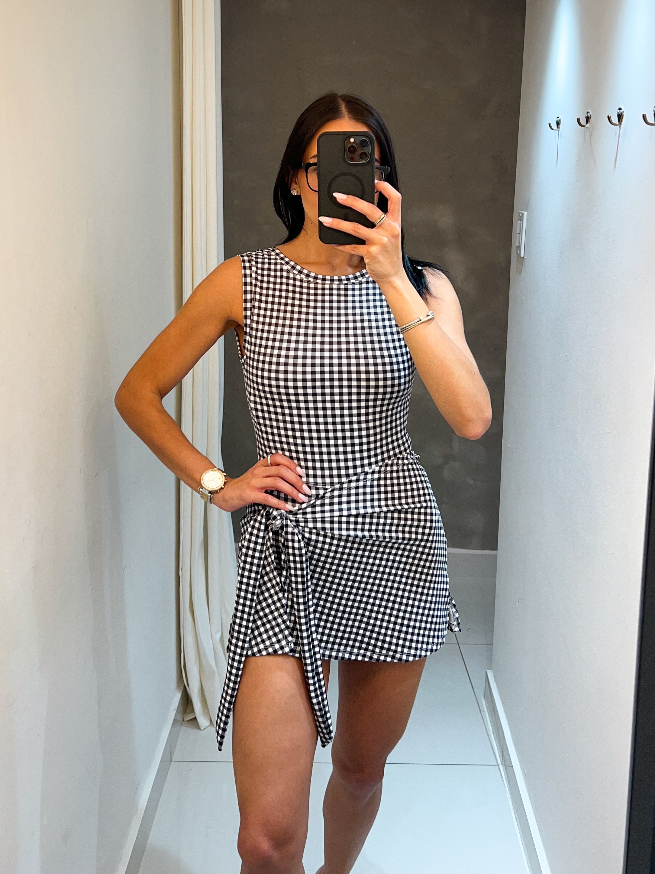 CINDY BLACK CHECKER WRAP ACTIVE ROMPER