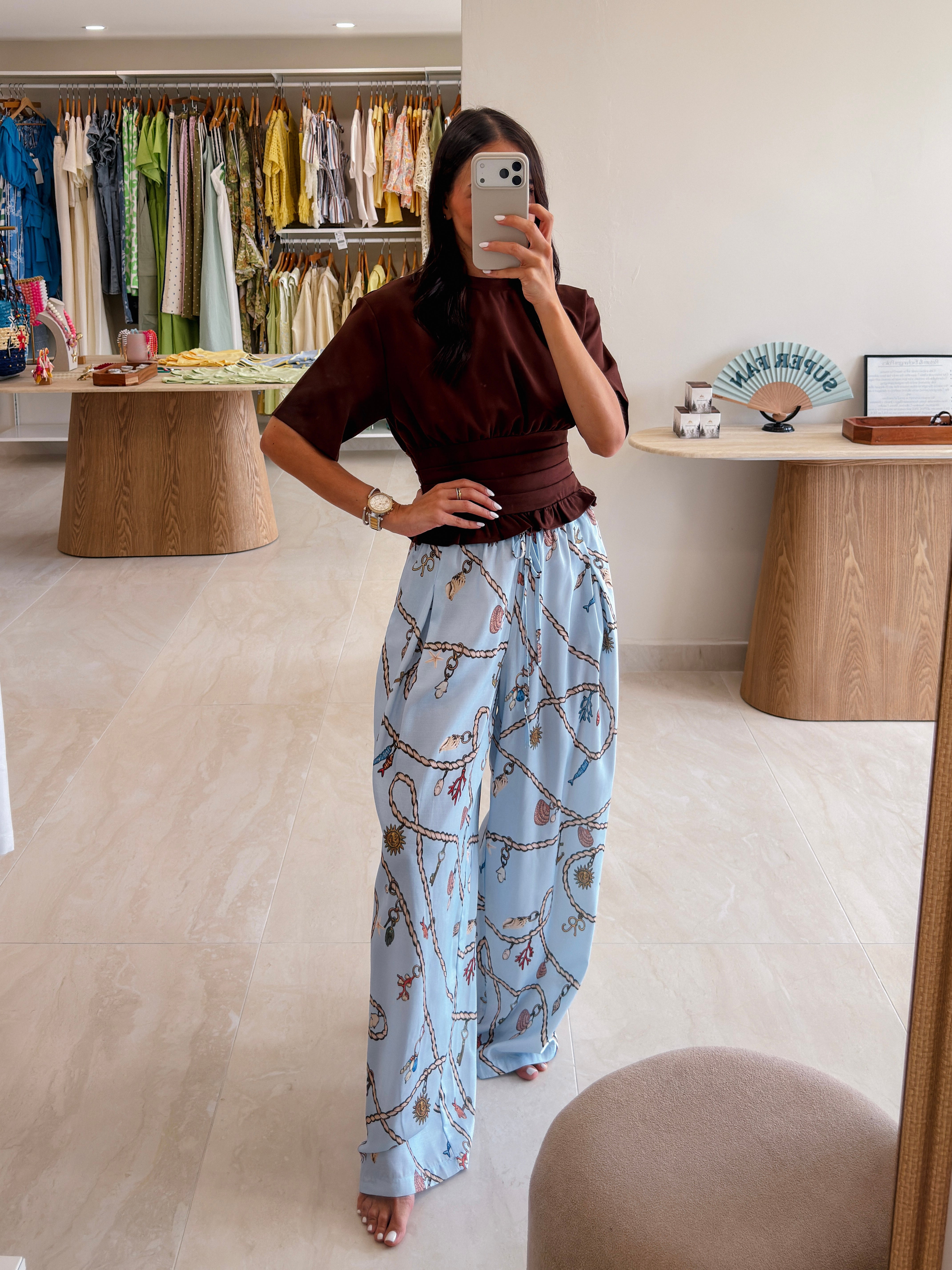 SEASIDE WIDE LEG BLUE MAXI PANTS