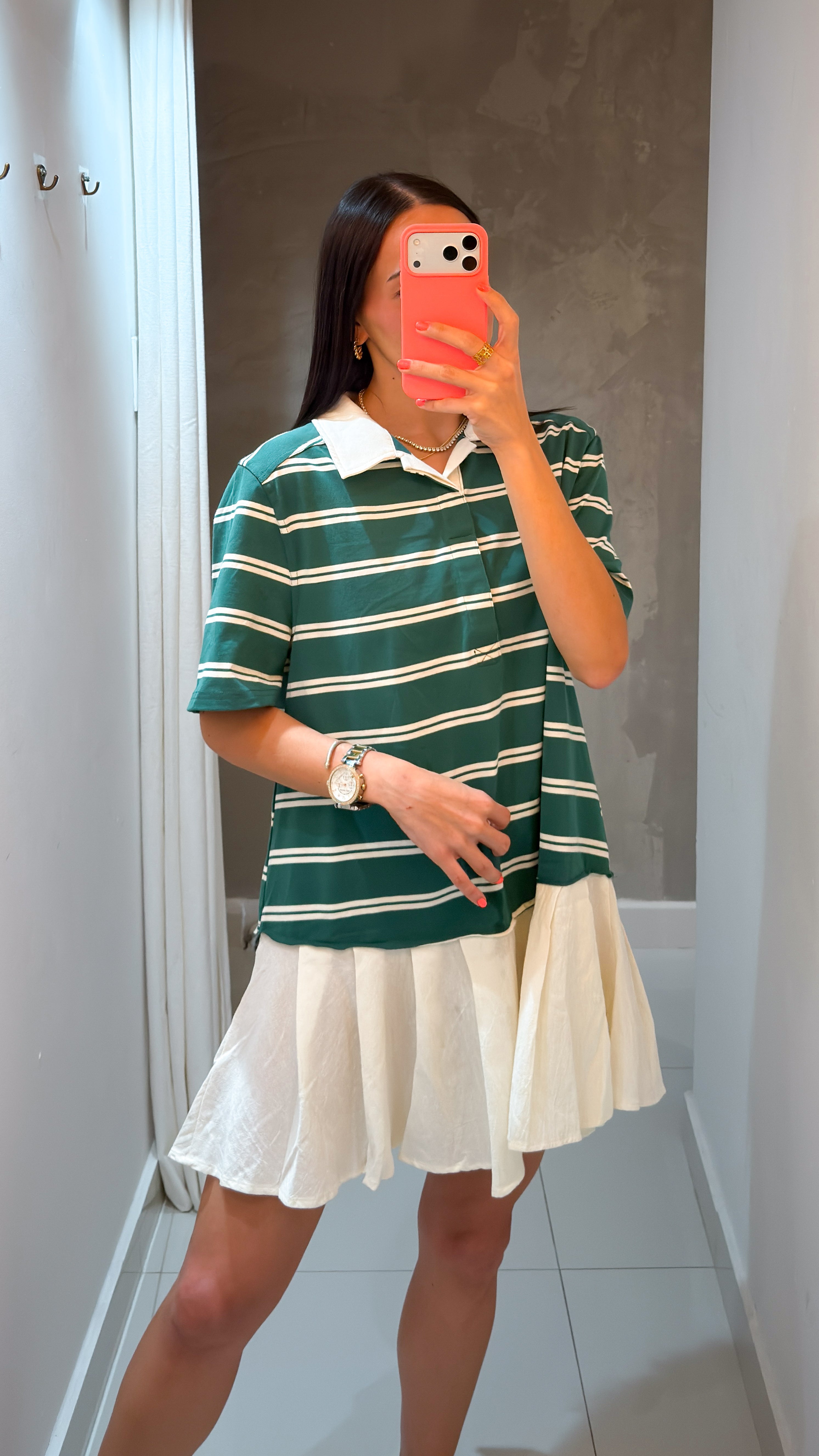 CRISTA STRIPED DRESS IN GREEN