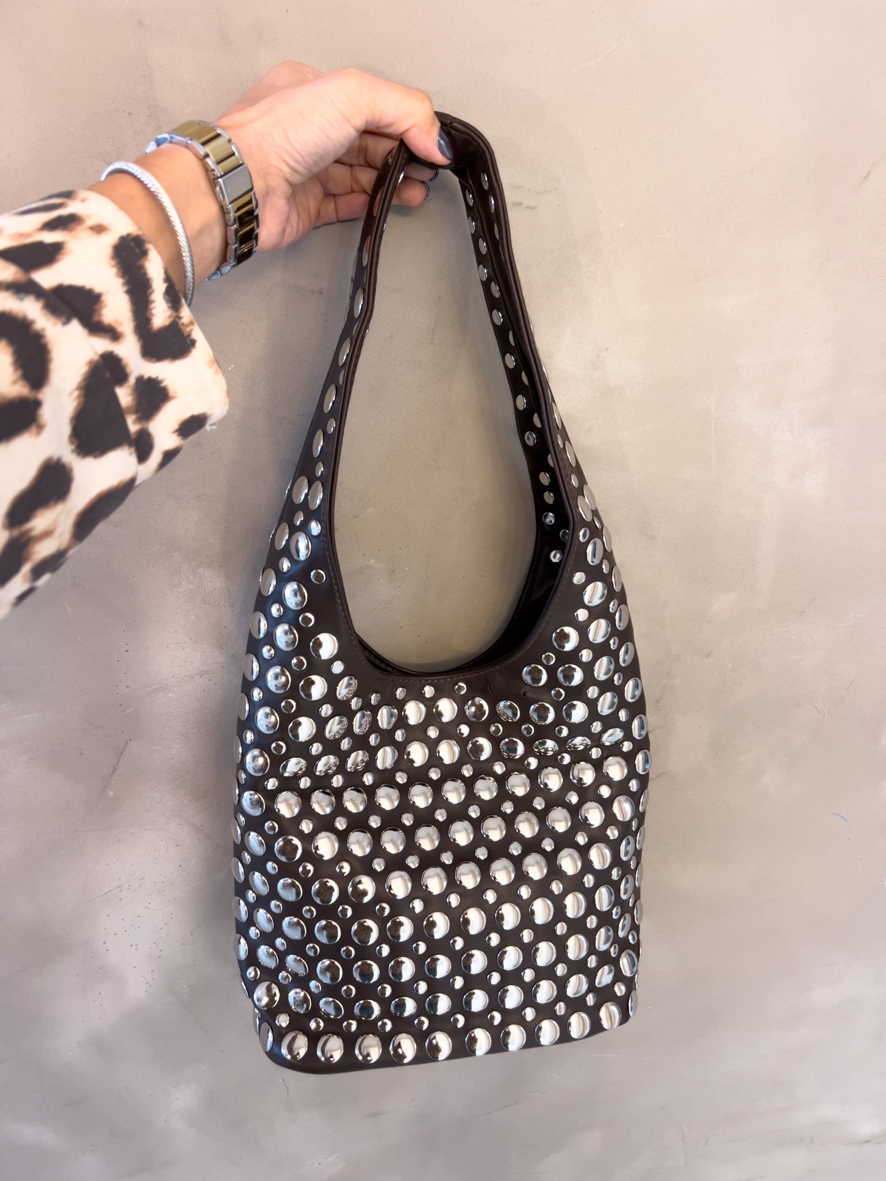 YRIS STUDDED BUCKET BAG