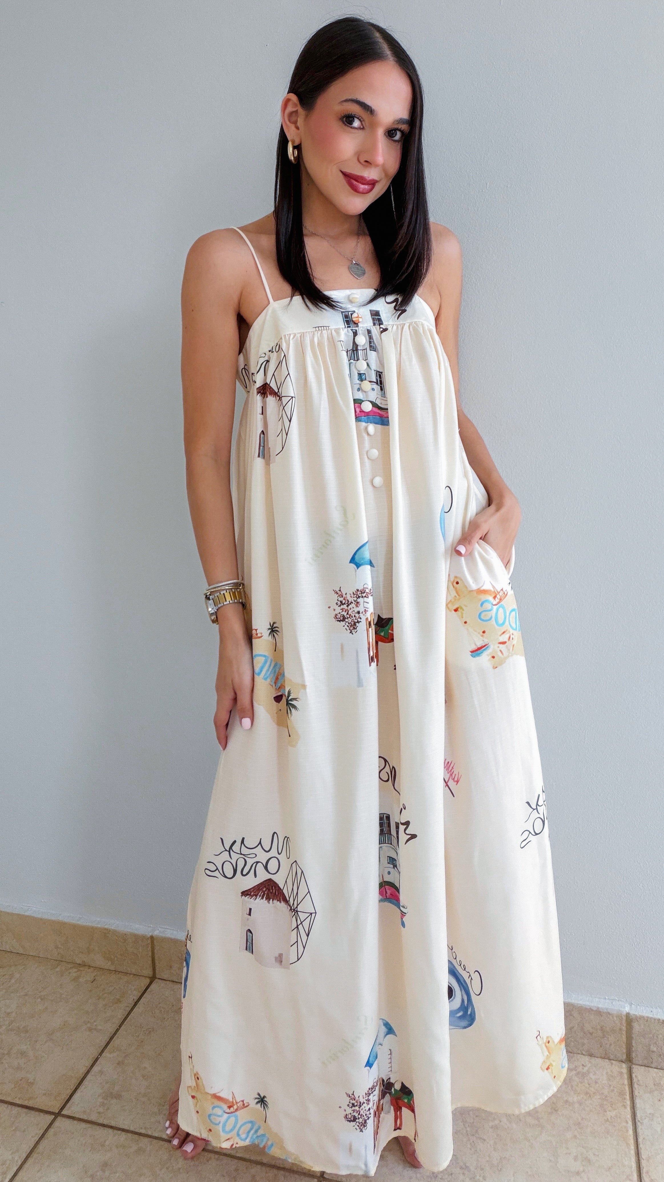 KARINNE DESTINATION IVORY MAXI DRESS