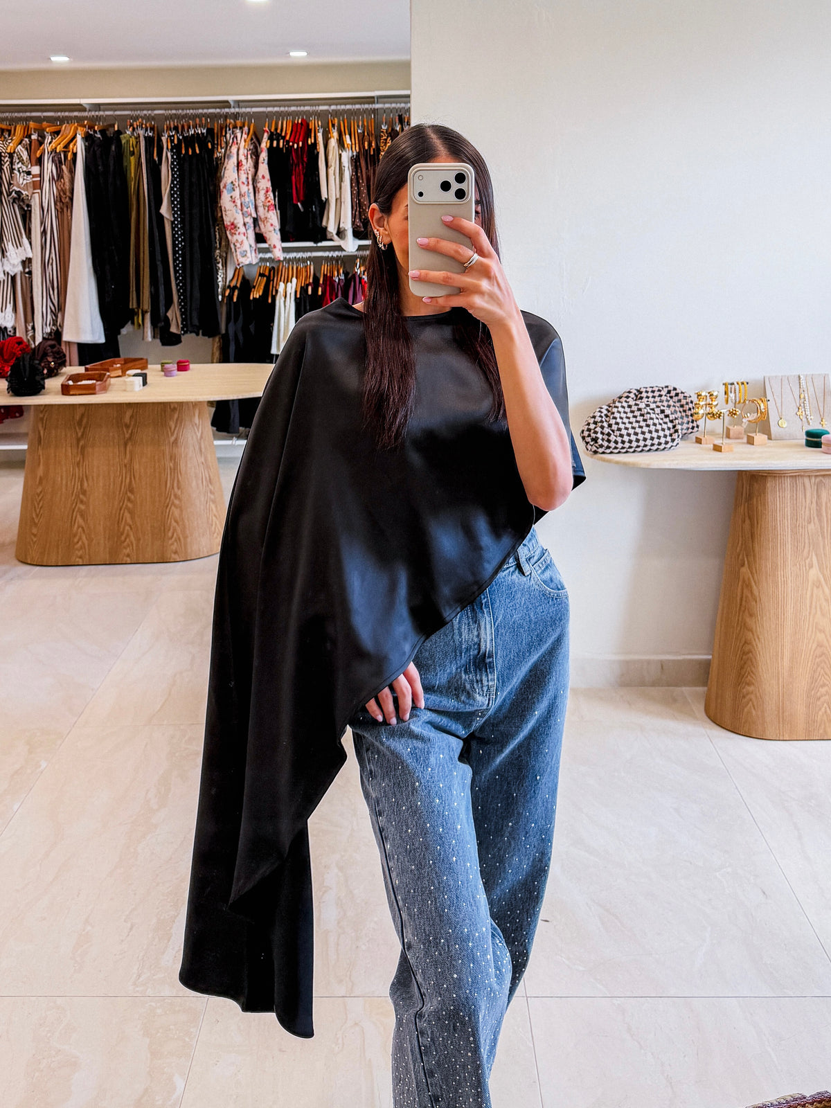 DARIA BLACK CAPE TOP