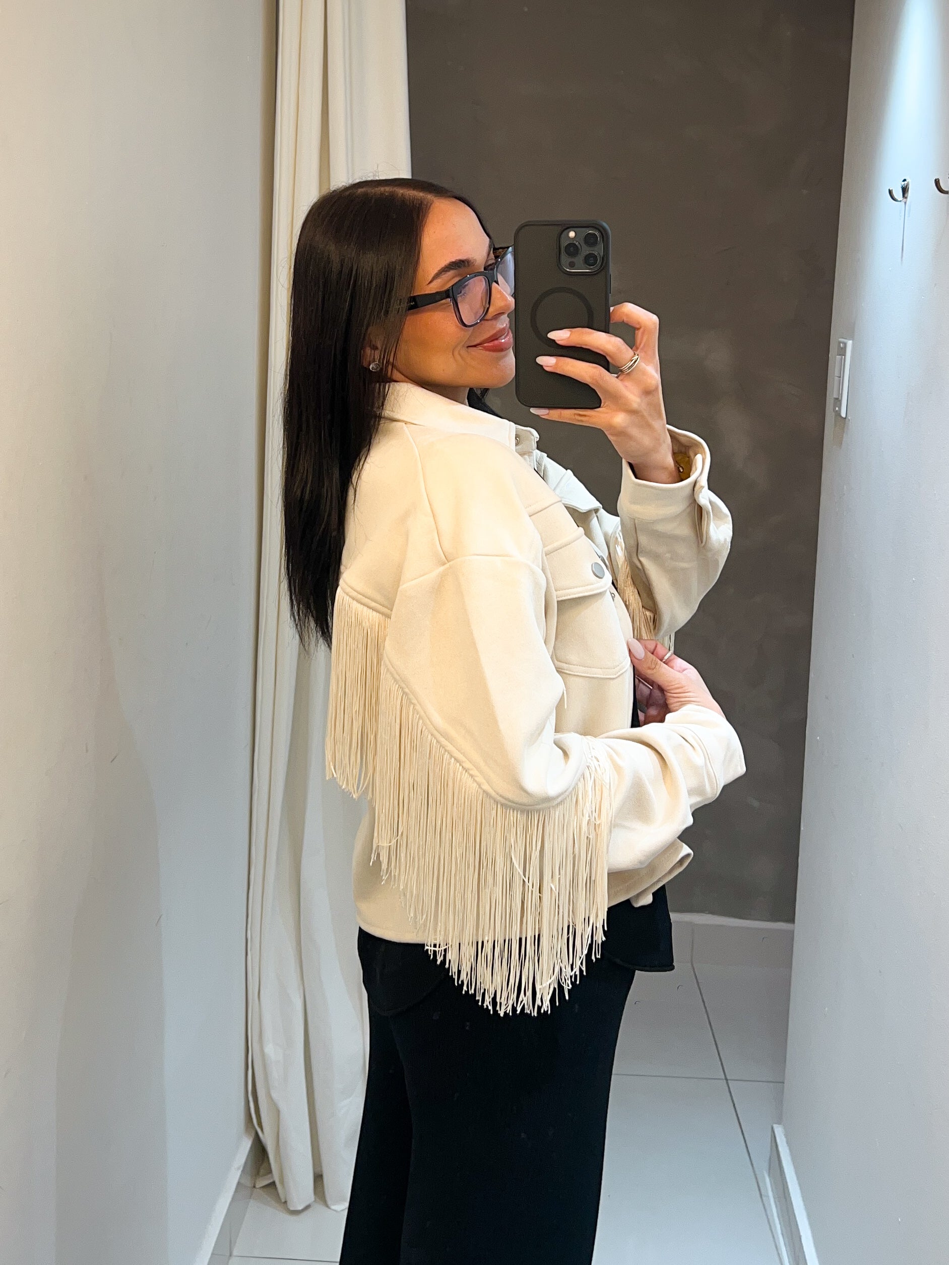 LUCY CREAM FRINGE JACKET