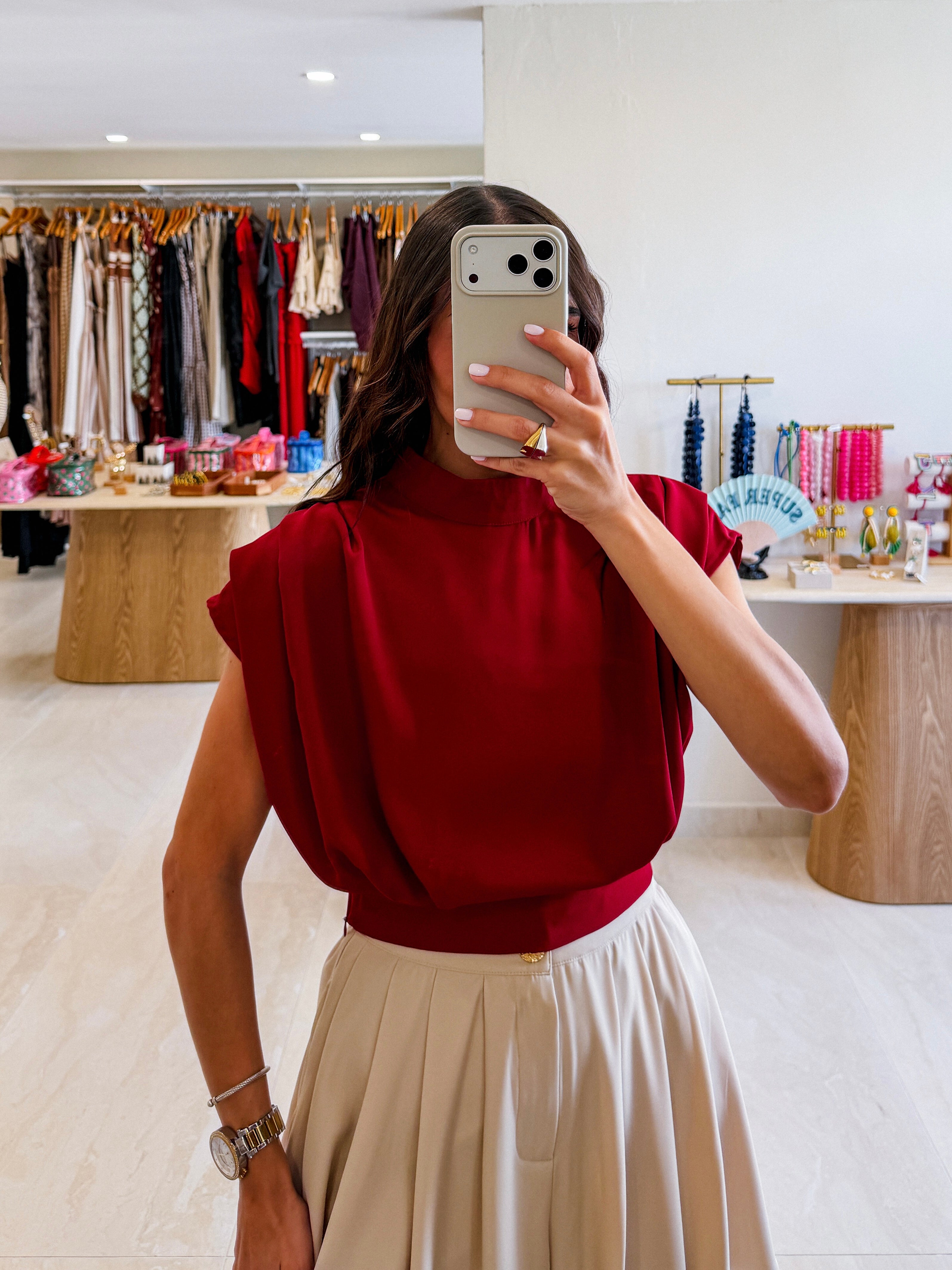 DANIELA WINE DRAPED TOP