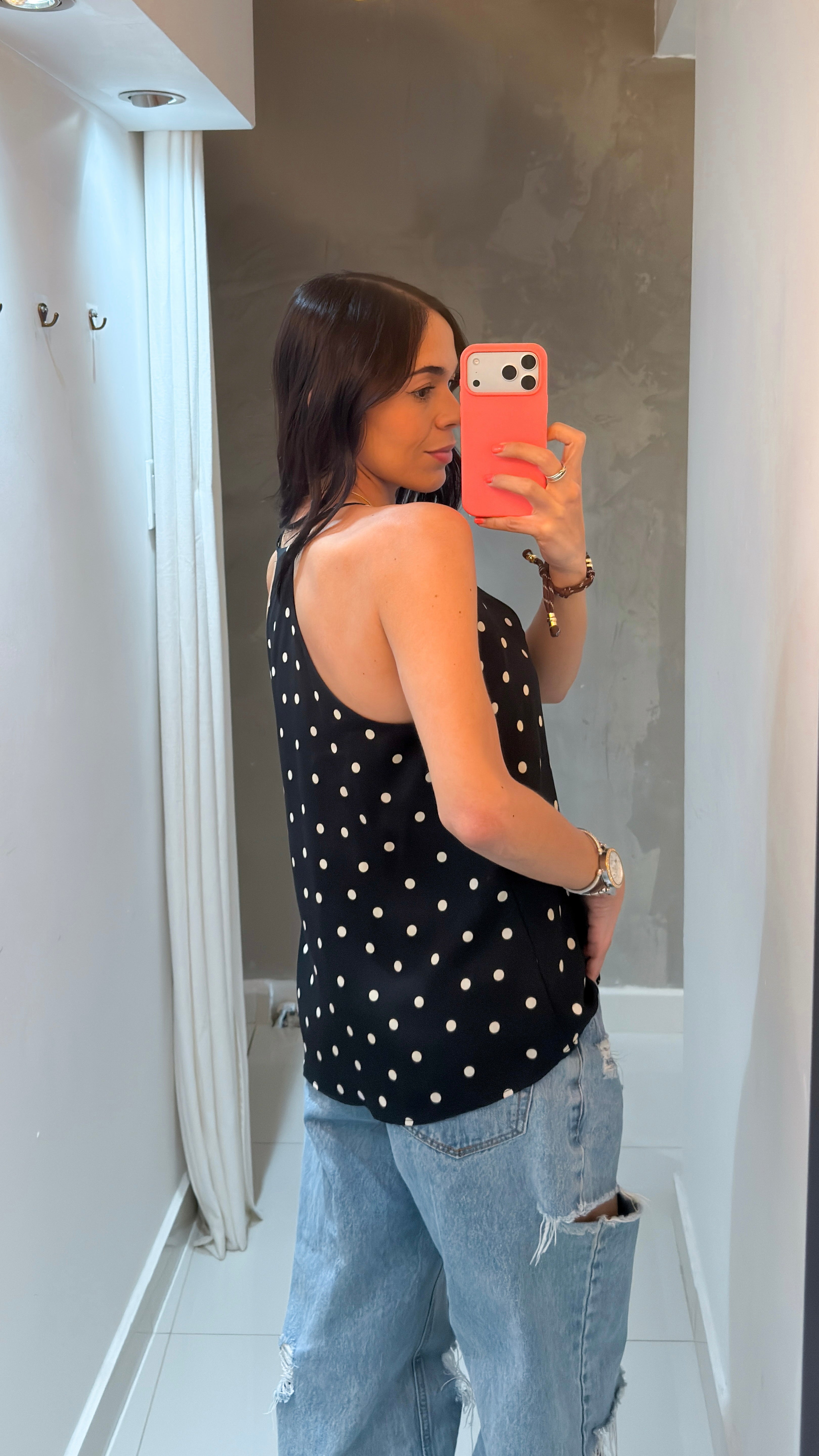 CECILIA BLACK POLKA DOT CAMI