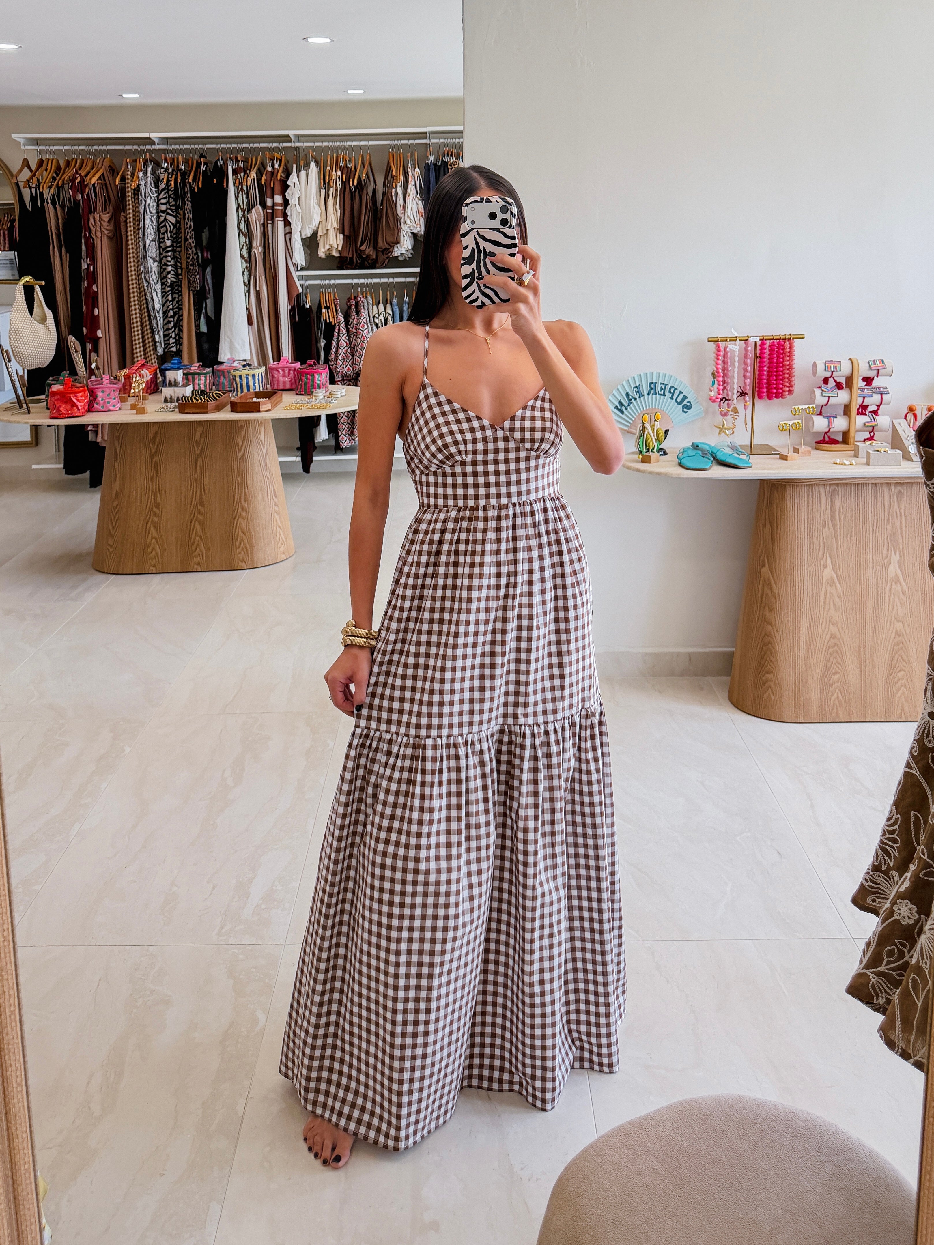 CIELO GINGHAM MAXI DRESS