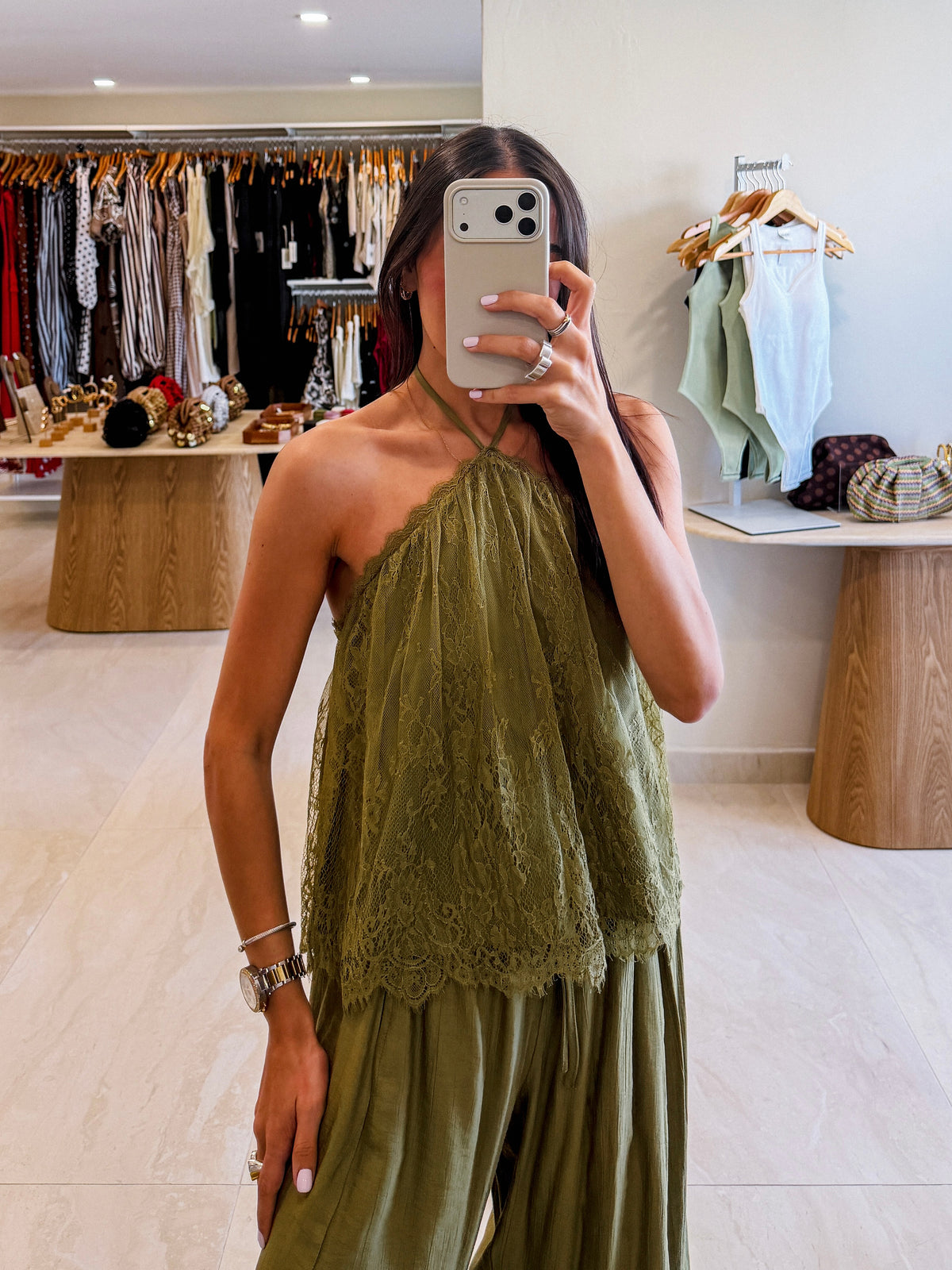 NESSA OLIVE PANTS SET