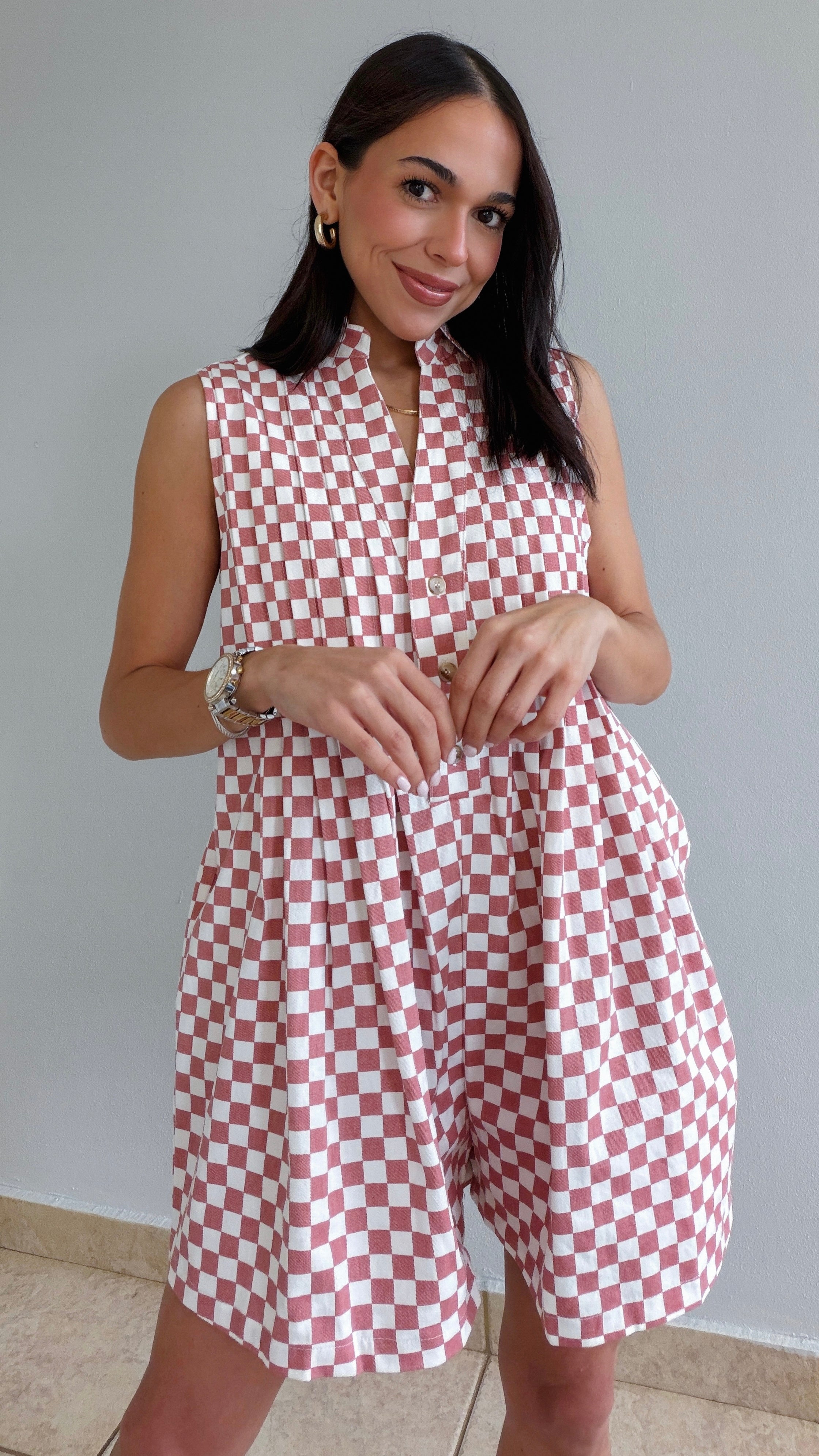 ALINA CHECKERED ROMPER