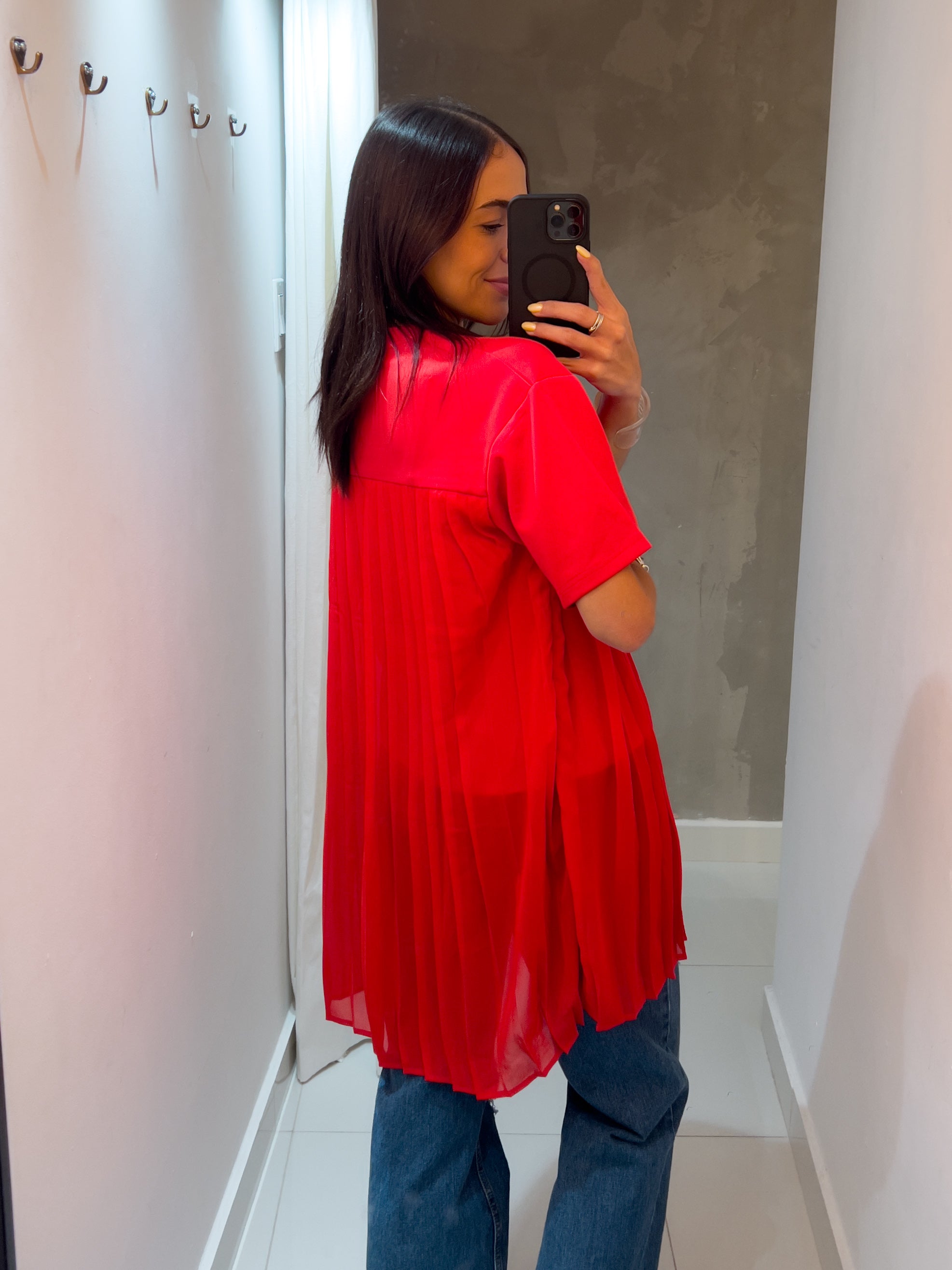BELLA PLEATED RED TOP