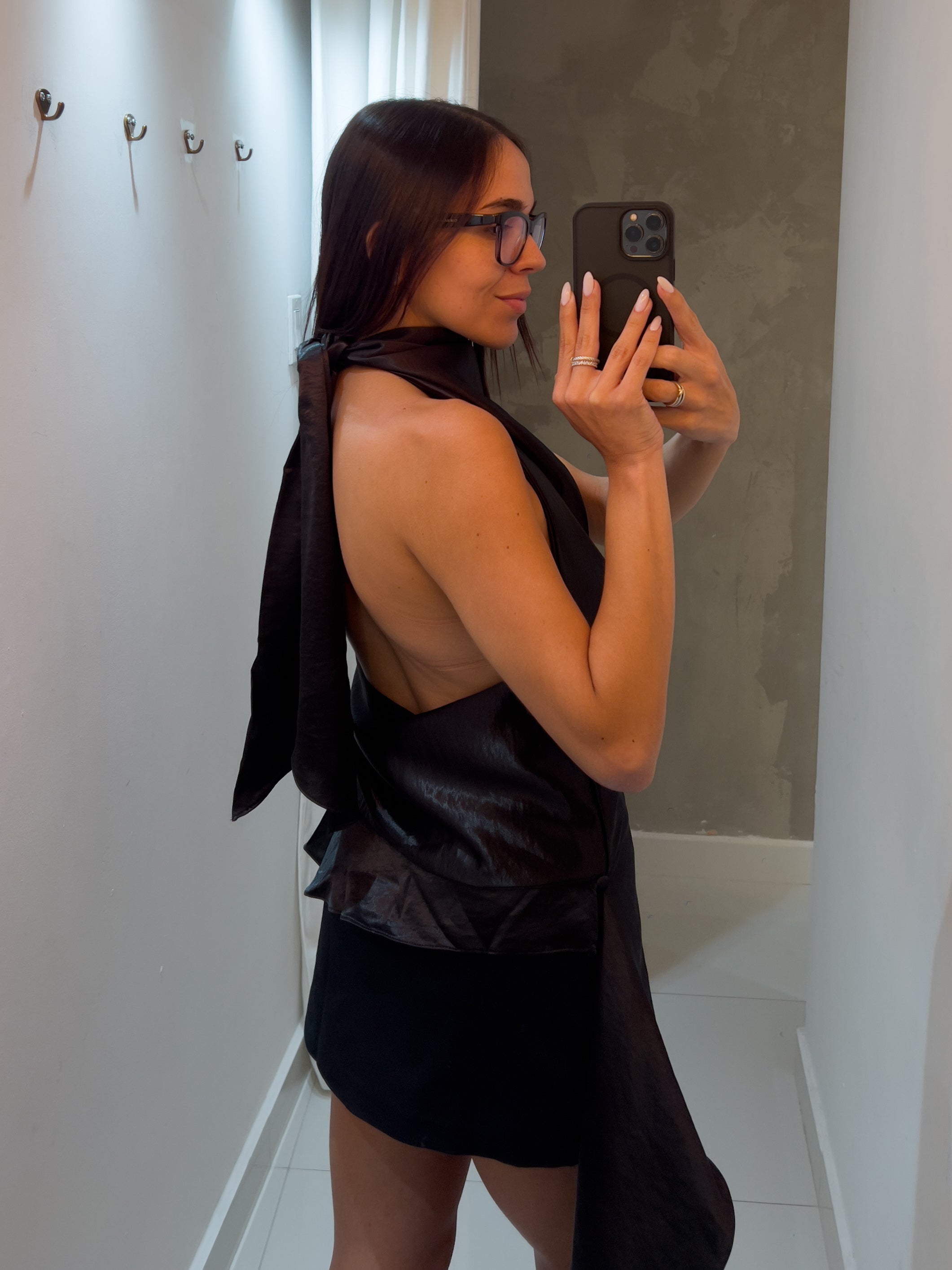 ATHINA TUNIC BLOUSE IN BLACK