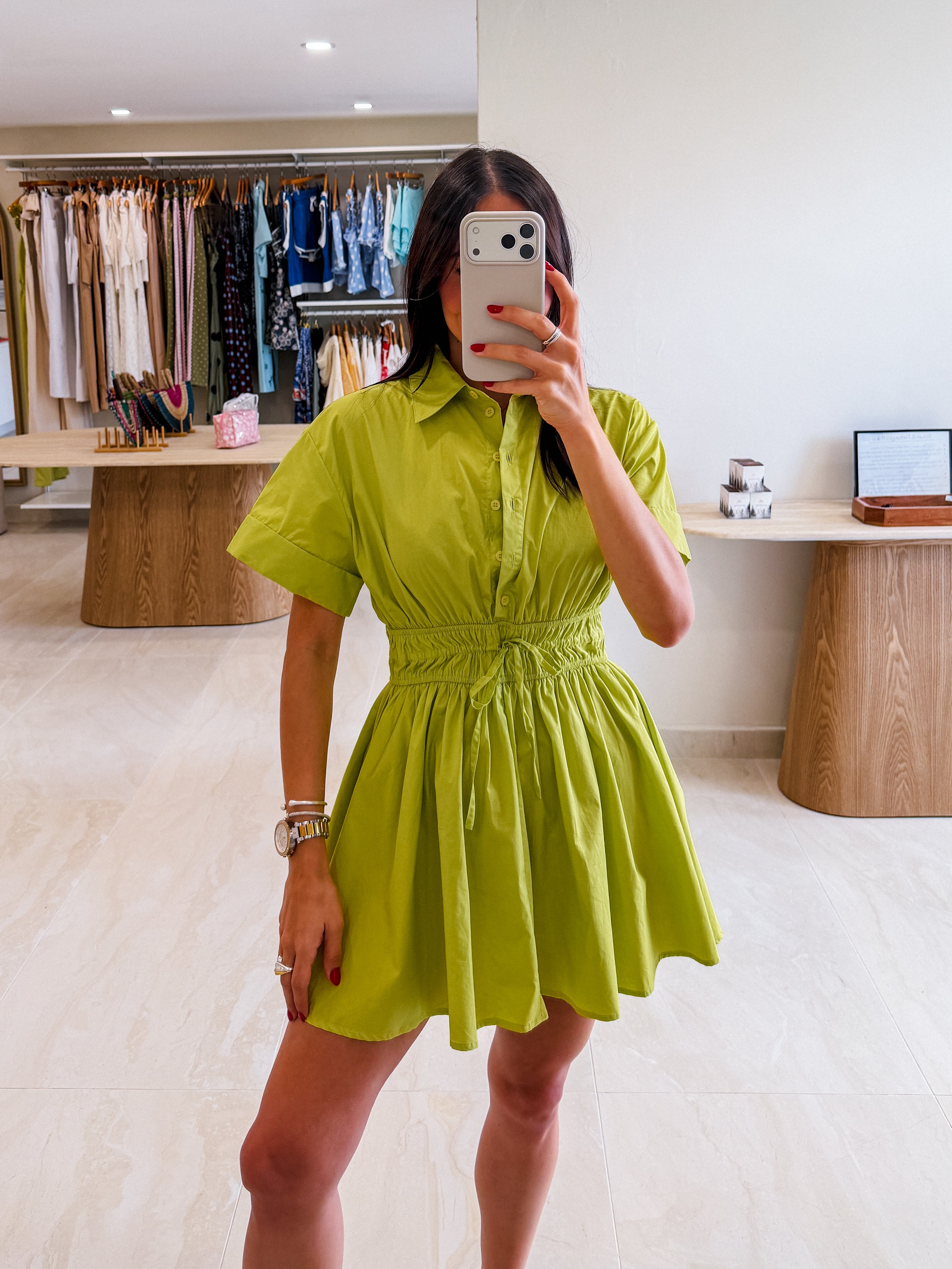 EVA ELASTIC WAIST MINI DRESS