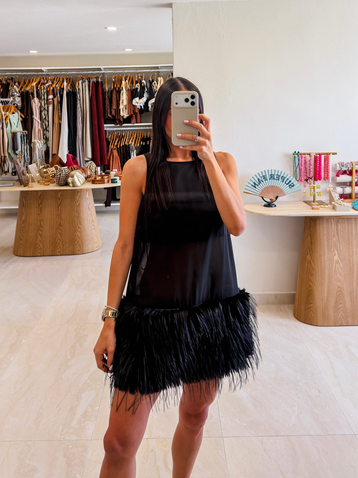 AKIRA MESH FEATHER MINI DRESS