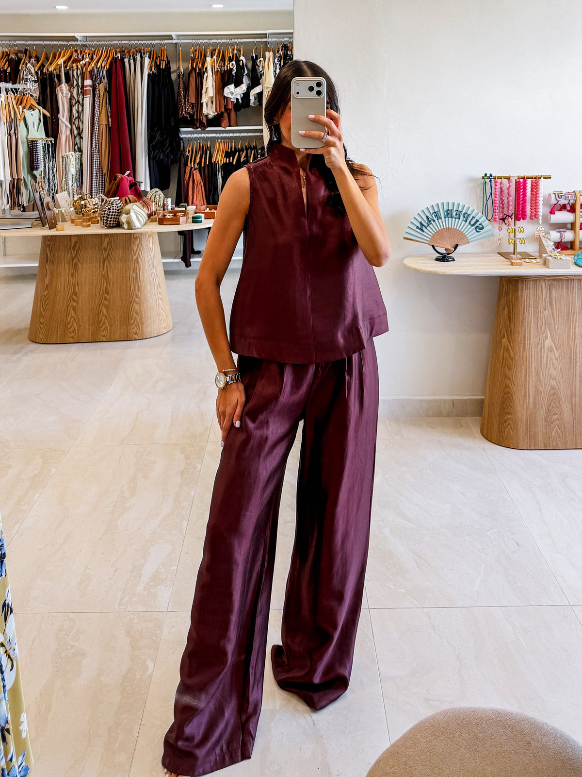 DANA BURGUNDY PANTS SET