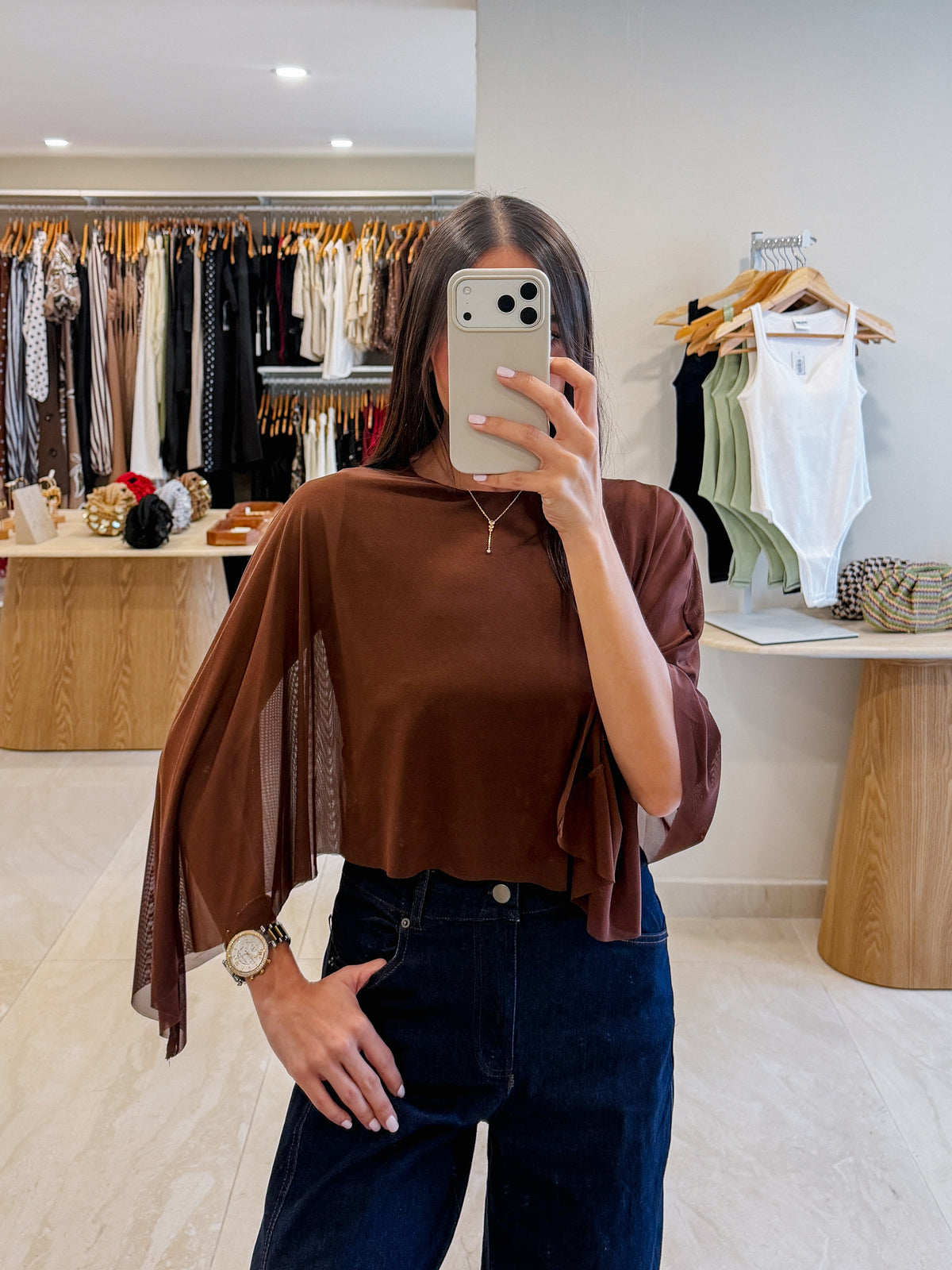 BELLA BROWN CAPE TOP