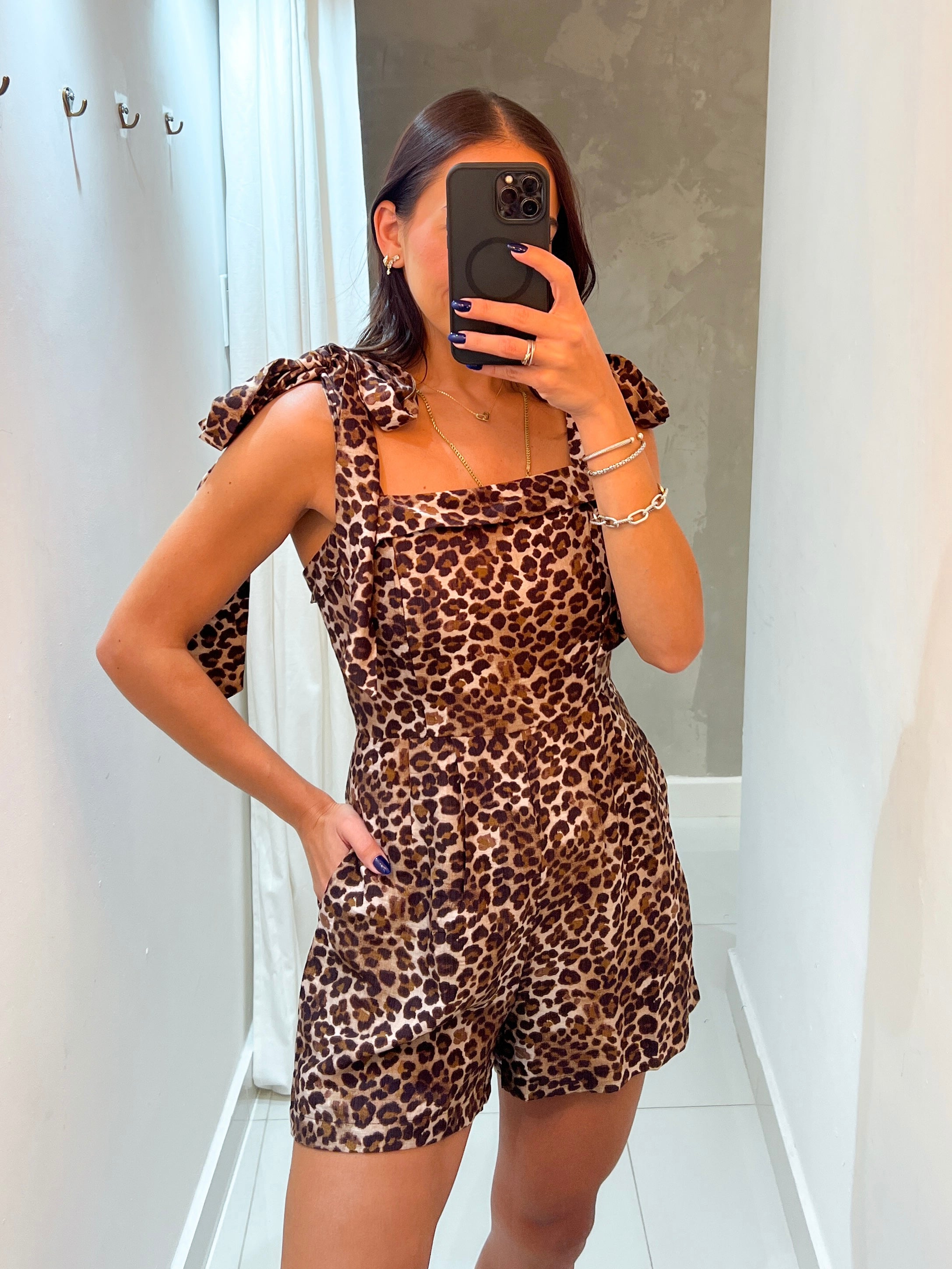 VIVIENNE LEOPARD FLOWY ROMPER