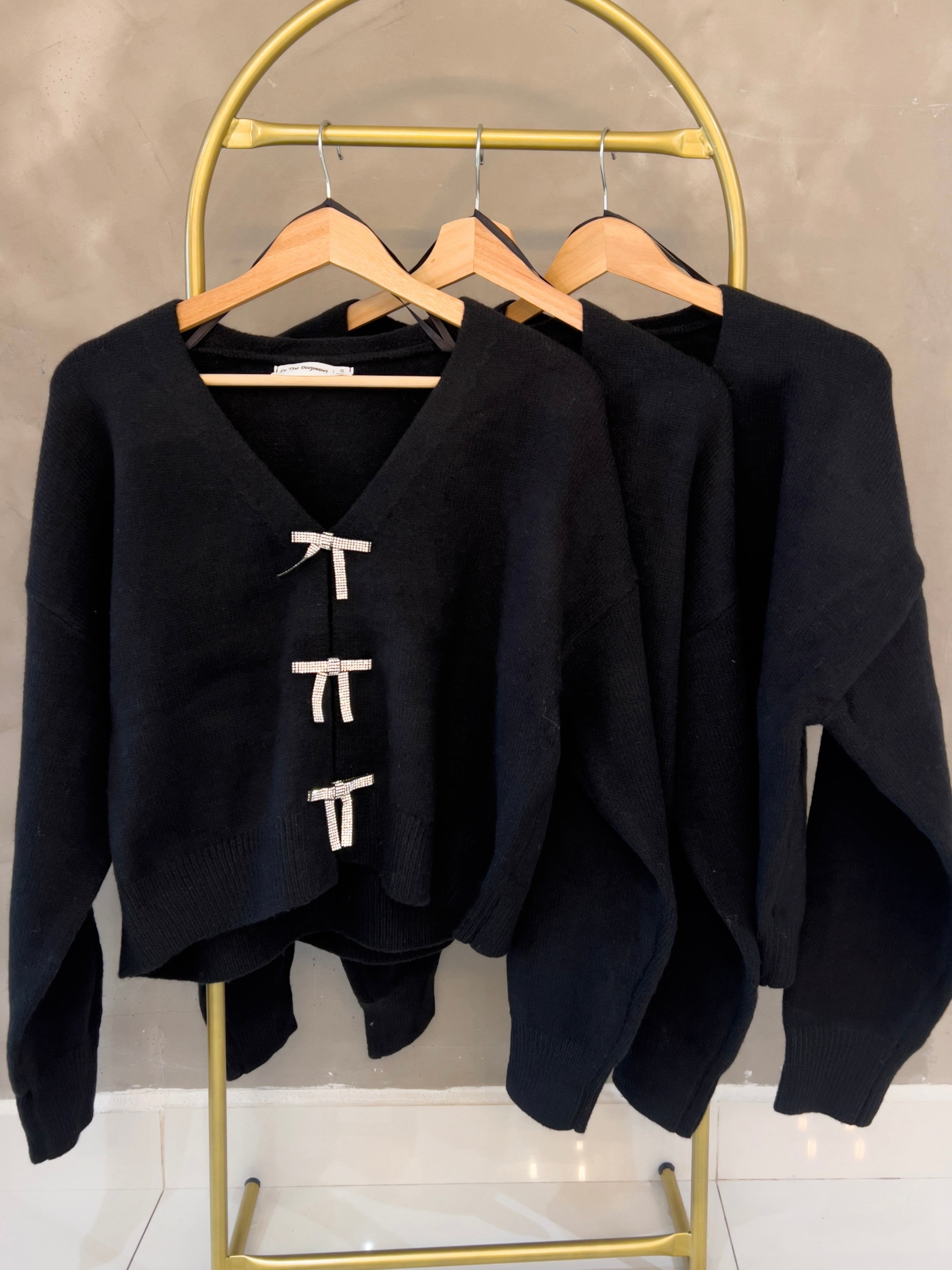 LOLA BOW SWEATER IN BLACK