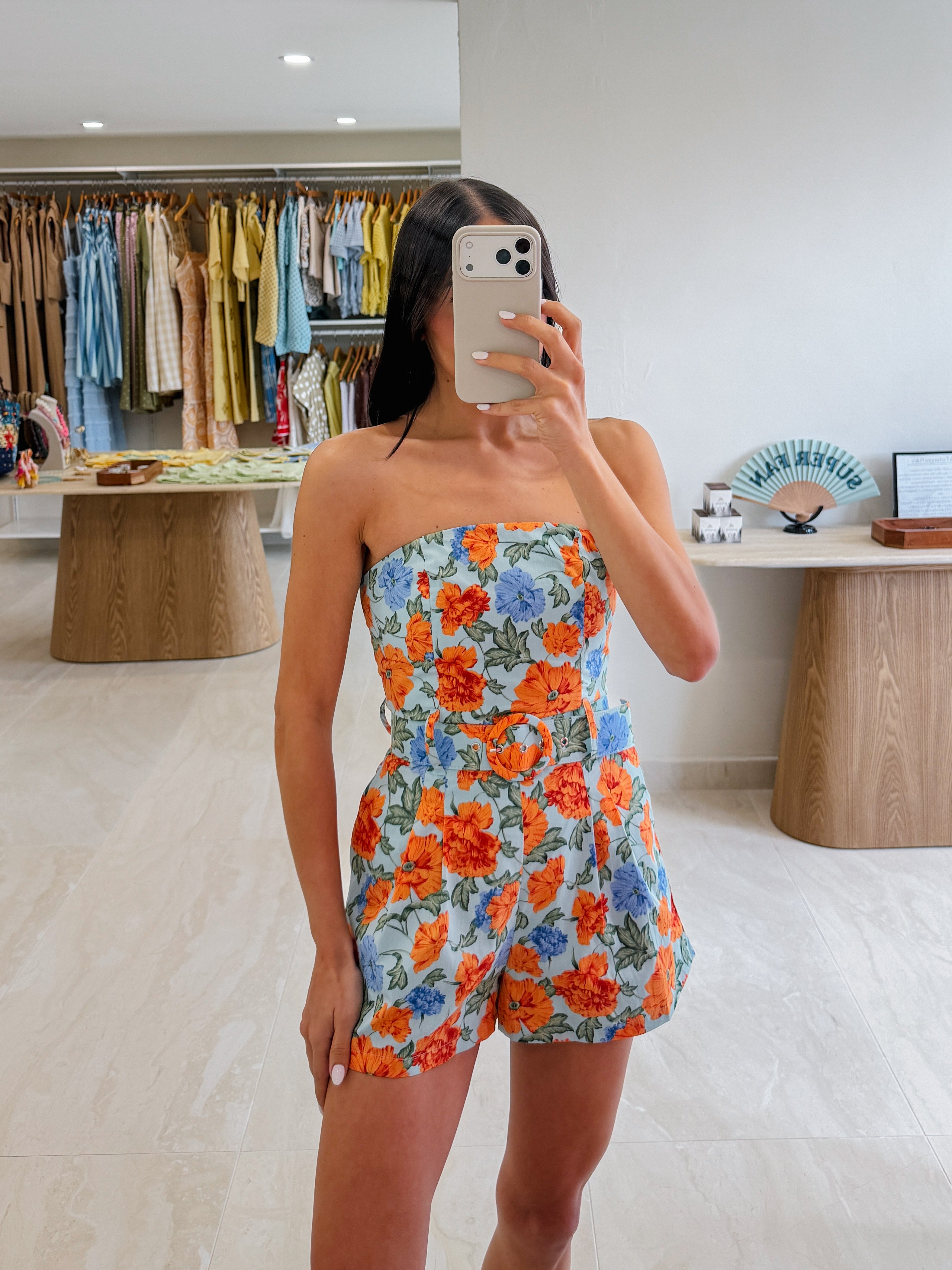 ISIS FLORAL ROMPER WITH BELT