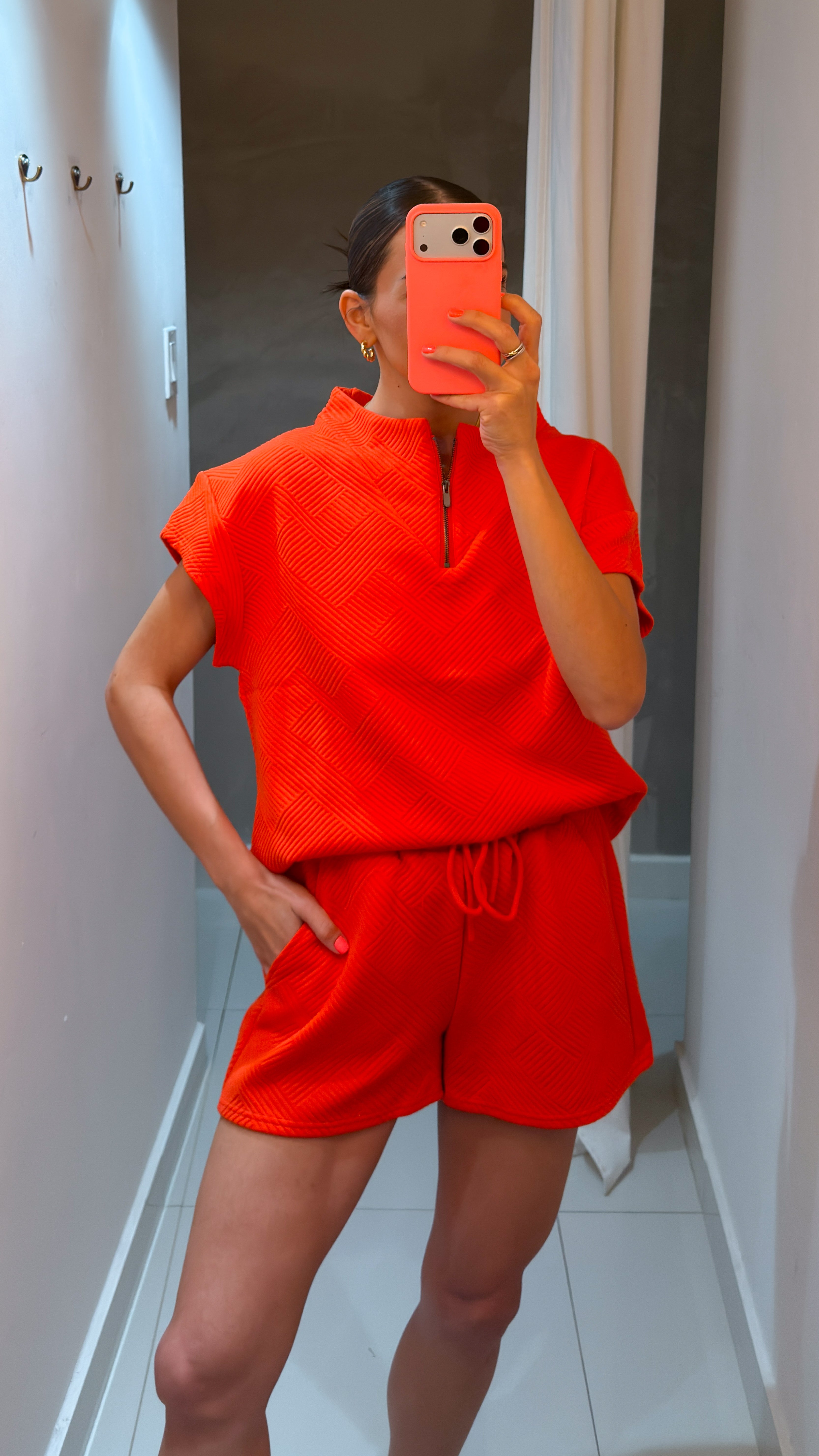 EVELYN LOUNGE SHORTS SET IN ORANGE