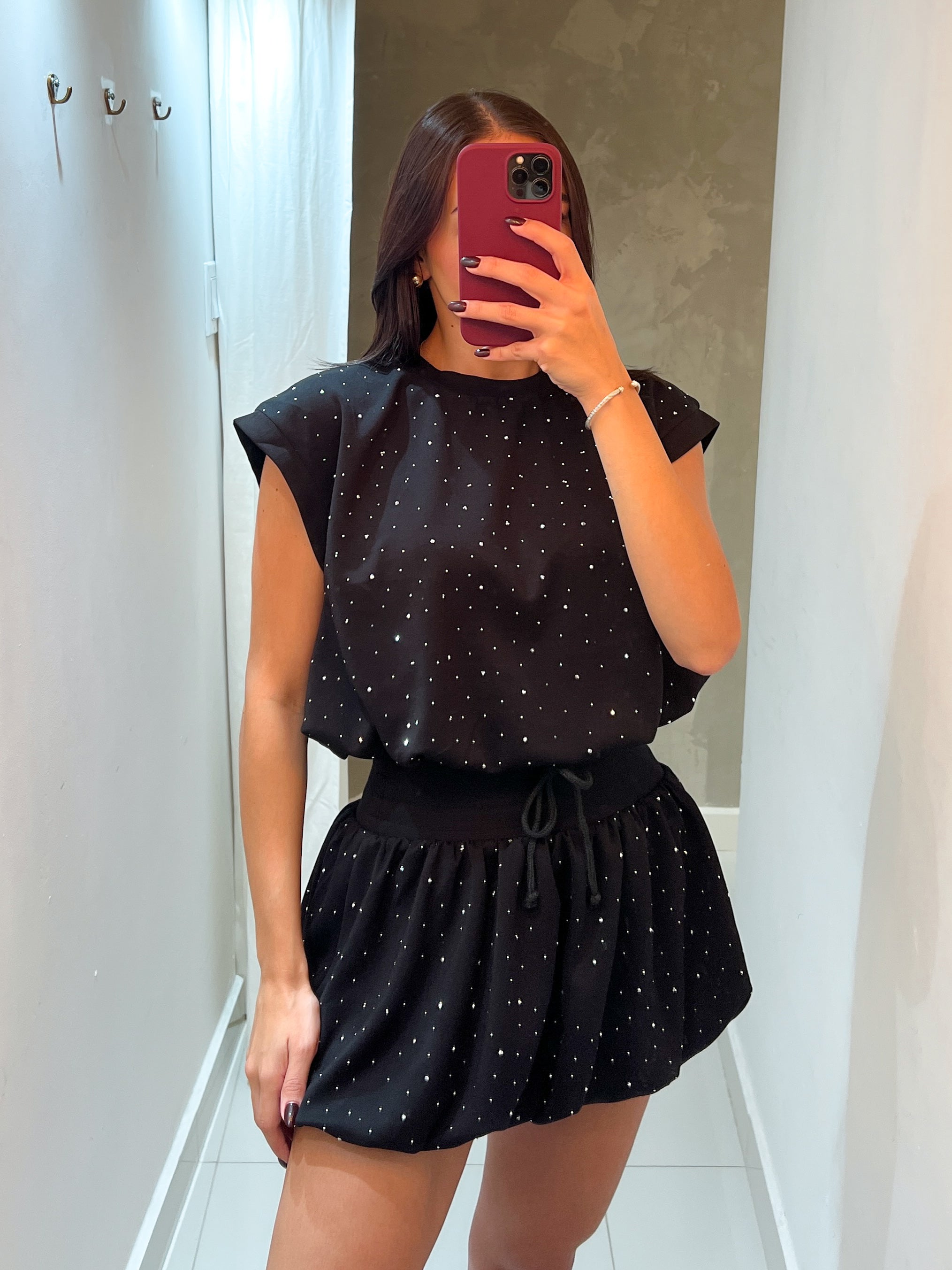 ICON BUBBLE SKIRT BLING SET IN BLACK