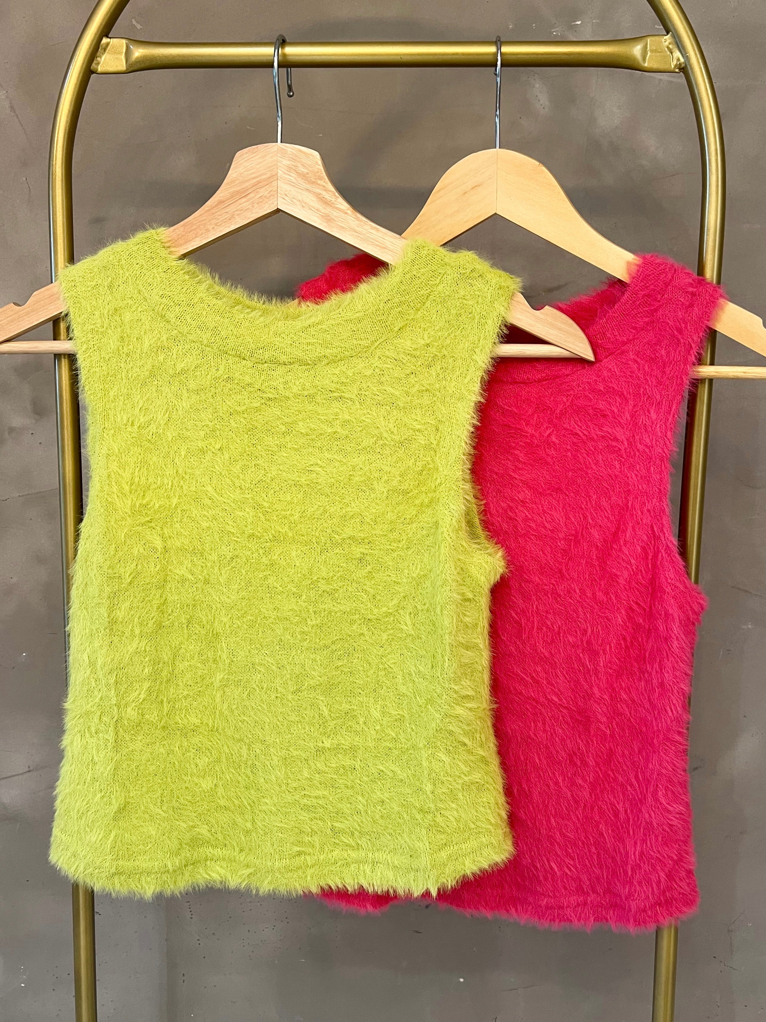 THE FUZZY BASIC TANK TOP IN LIME