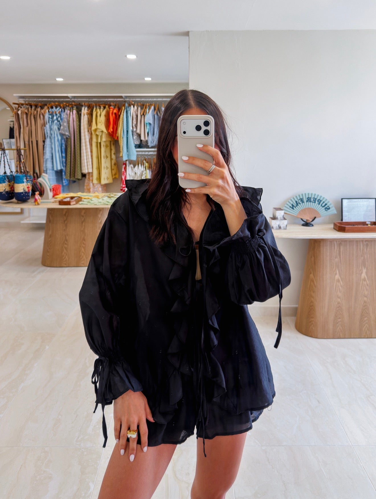 CELESTE BLACK SHORT SET