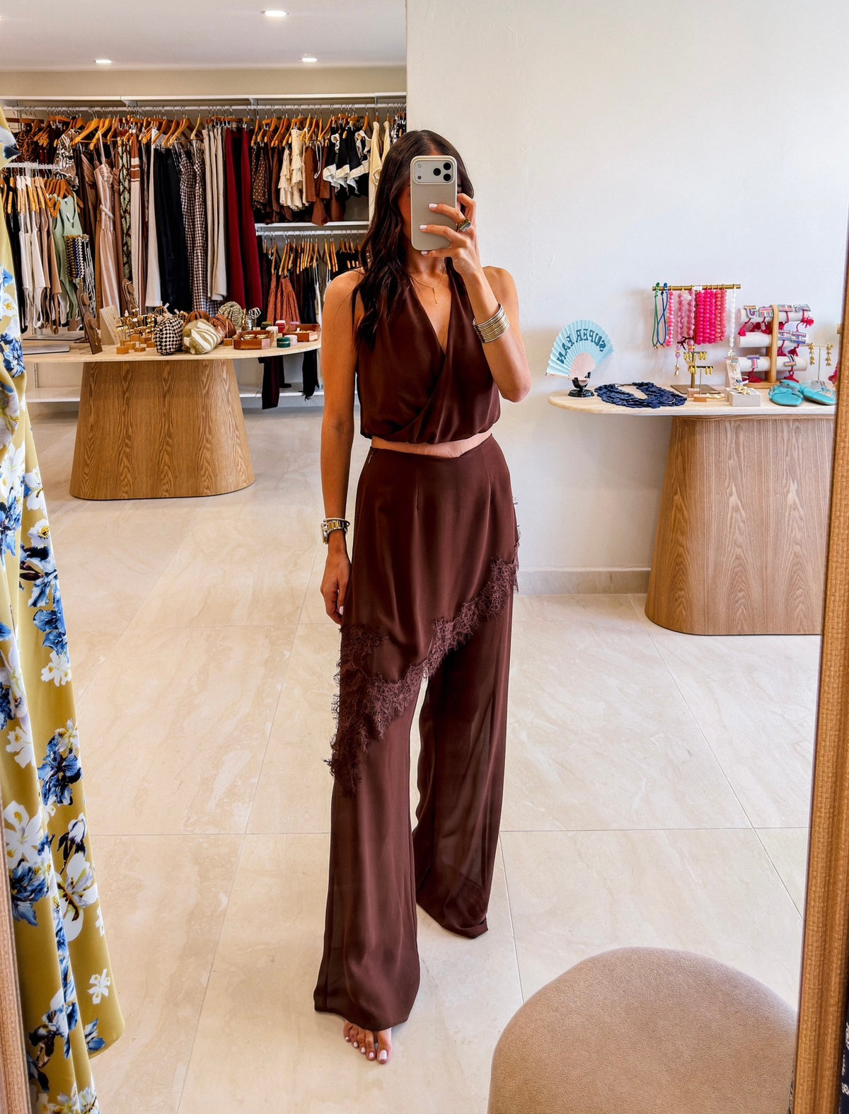 FABIANA CHOCOLATE BROWN PANTS SET