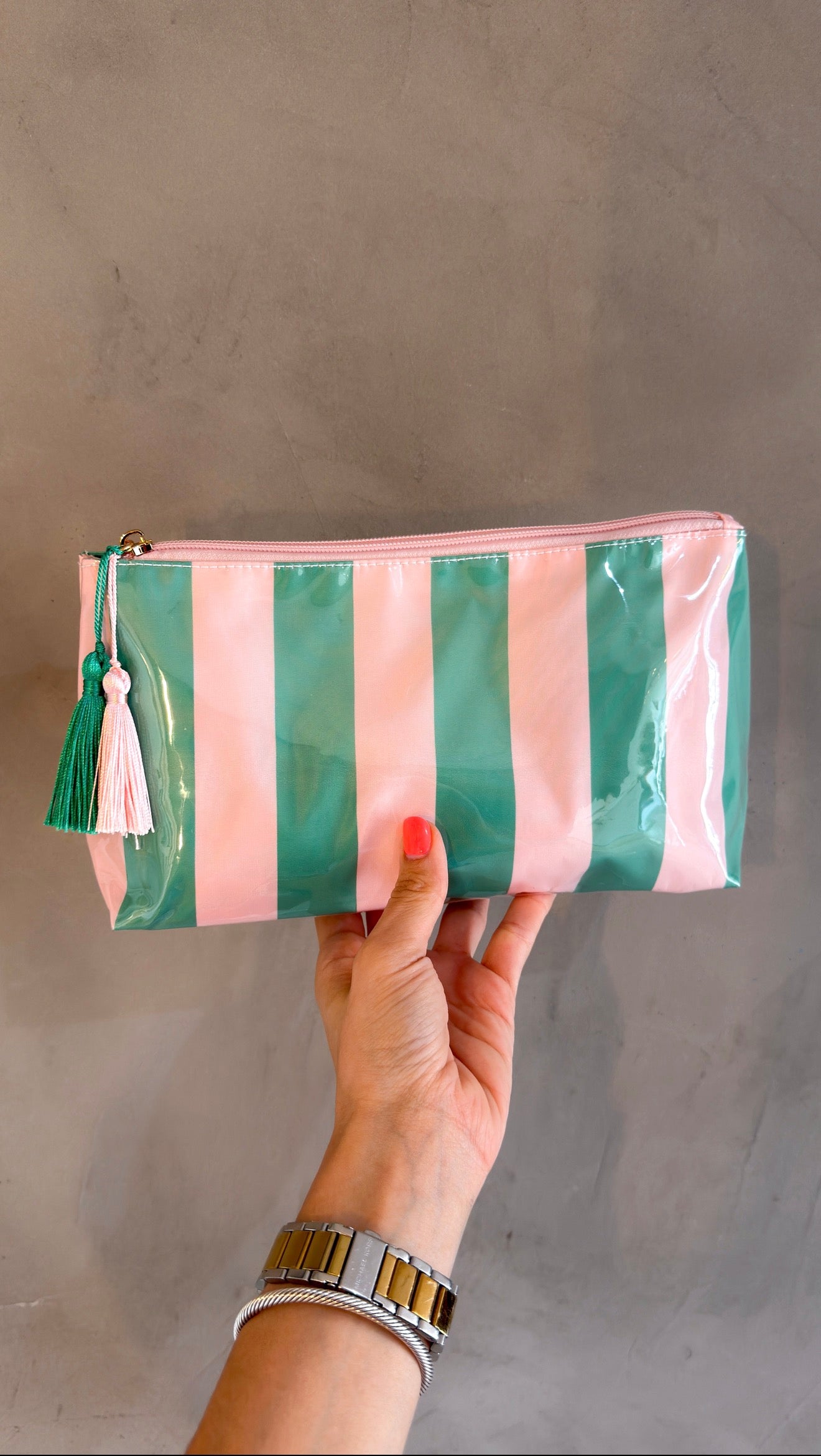 ELLIE POUCH IN PINK/GREEN