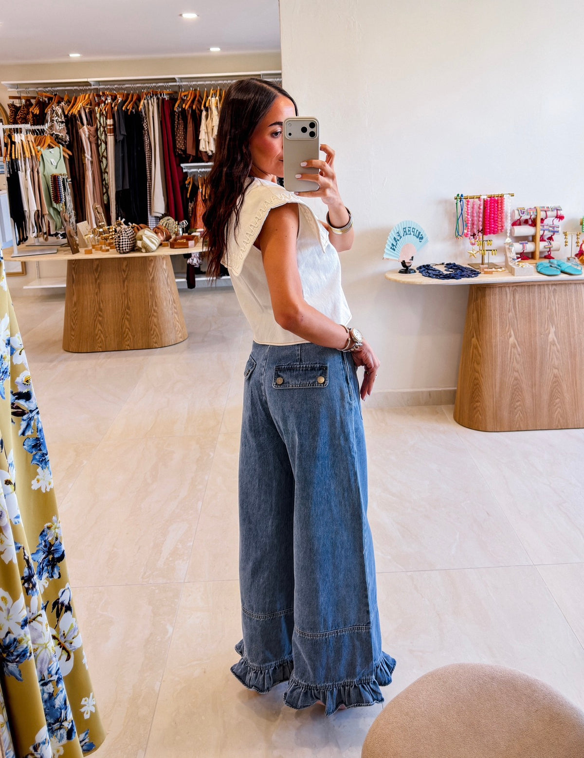 MONET RUFFLE HEM DENIM JEANS