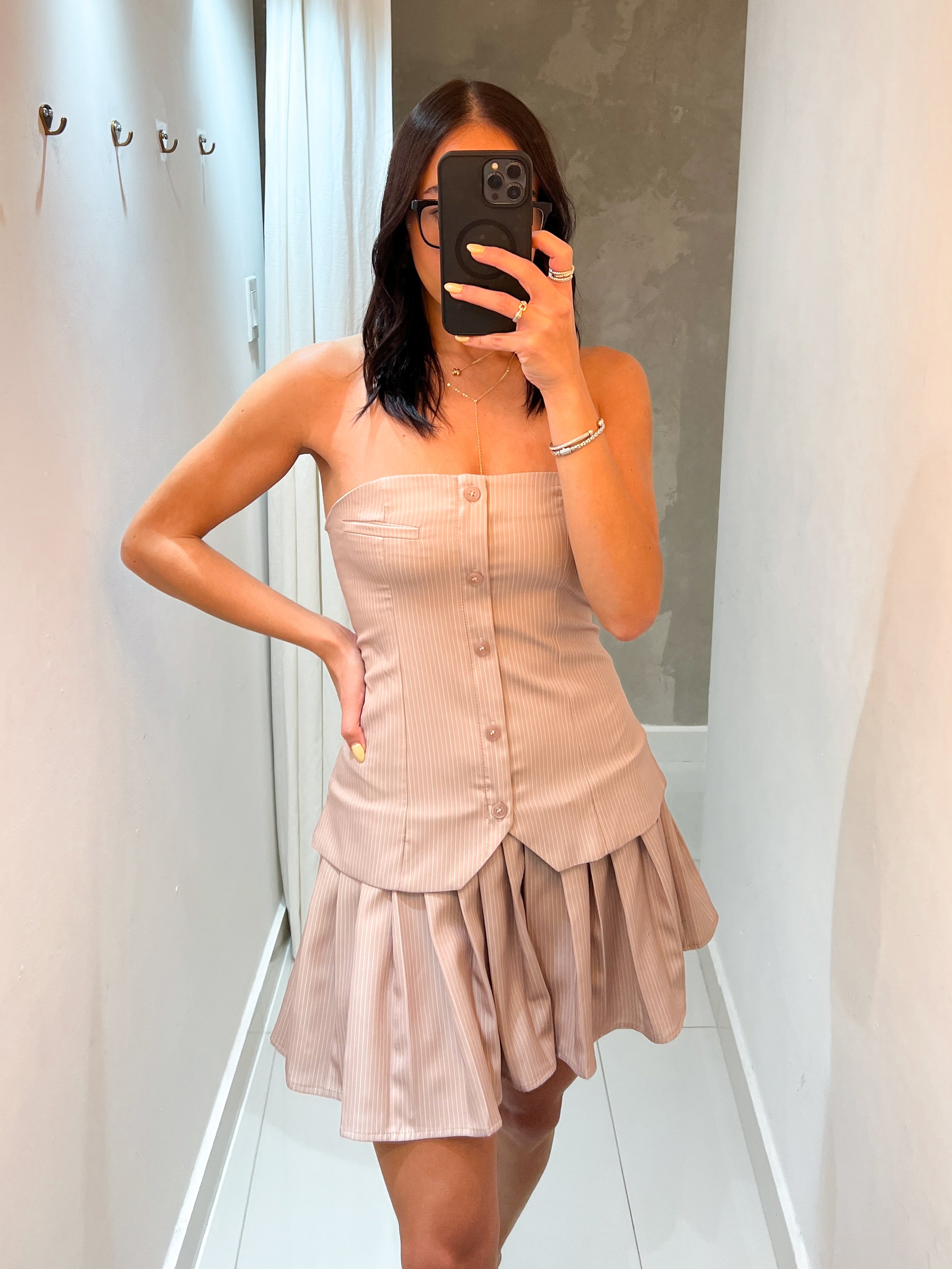 ILEANA PINSTRIPE TAILORED DRESS
