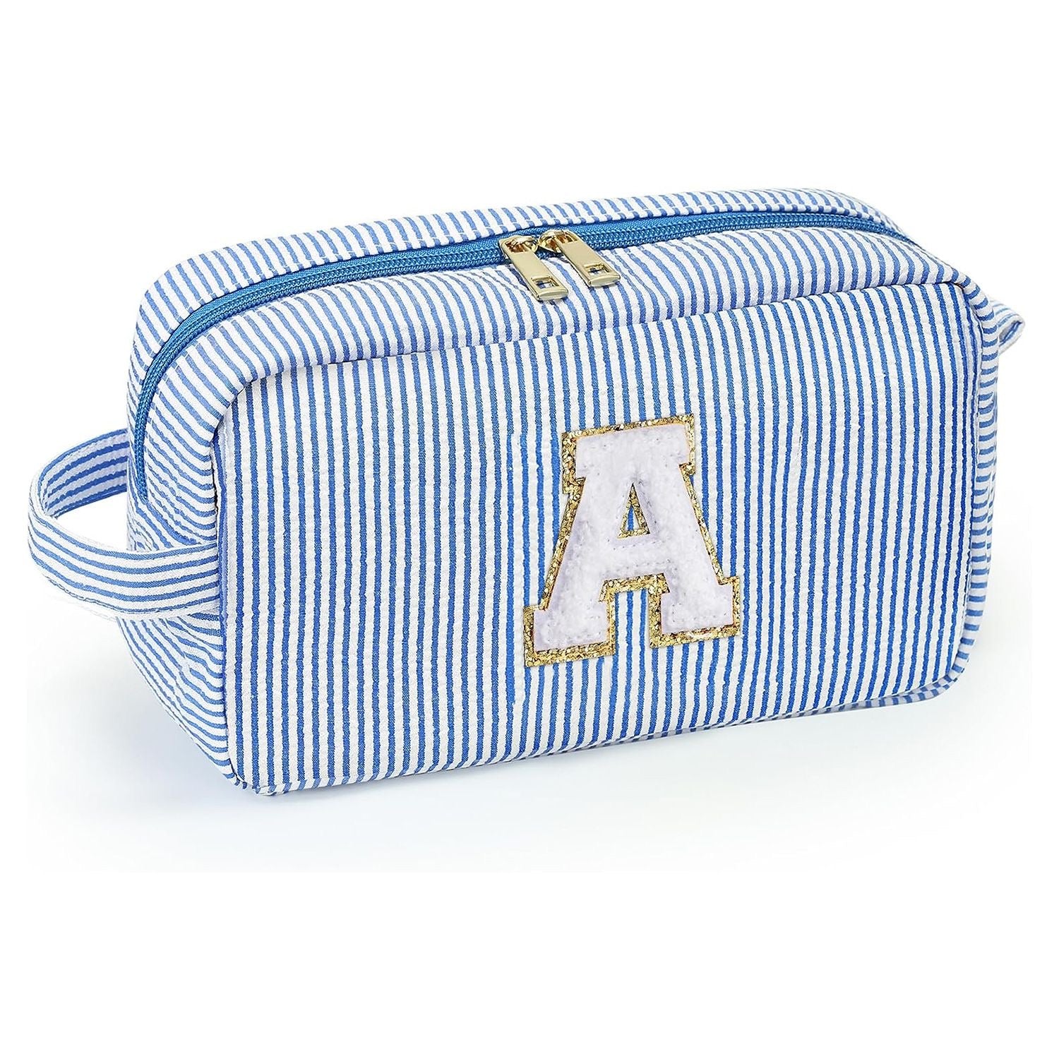 INITIAL BLUE STRIPES MAKE UP BAGS