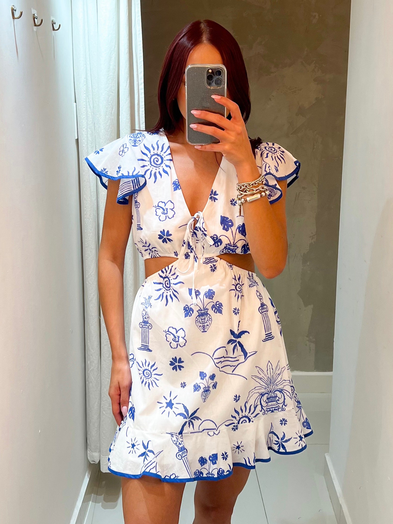 INA WAIST CUT OUT PRINTED DRESS
