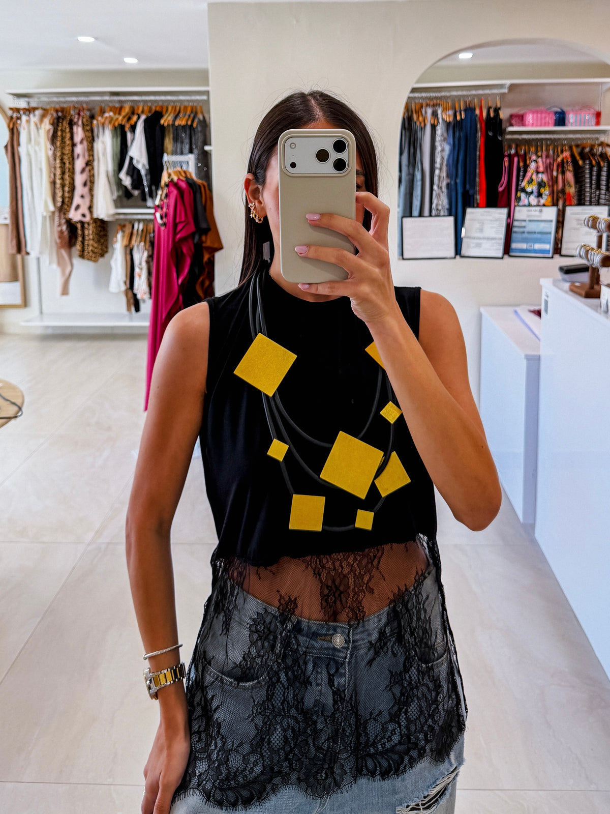 SARINA GOLD SQUARE NECKLACE