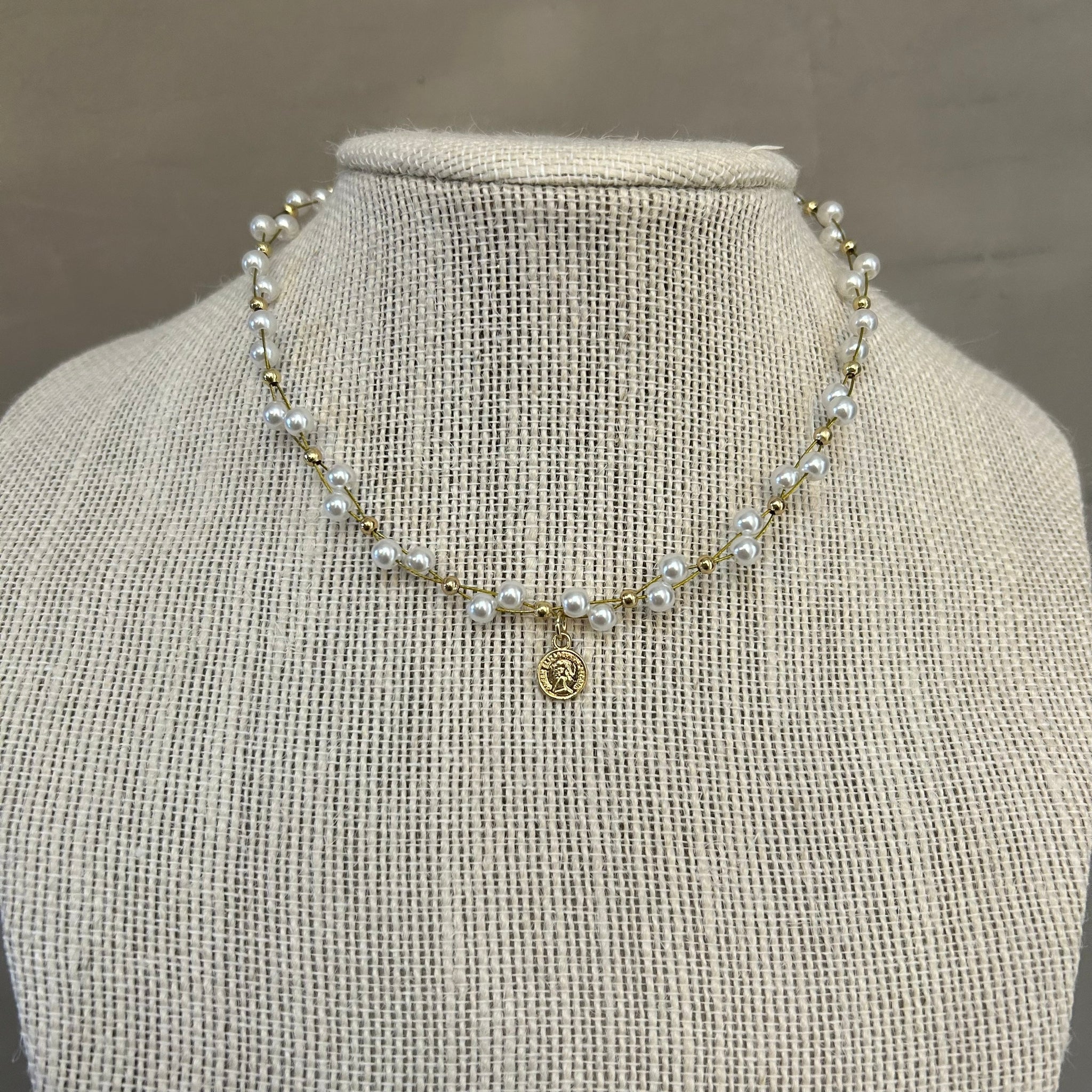 GOLD MEDAL PEARL NECKLACE