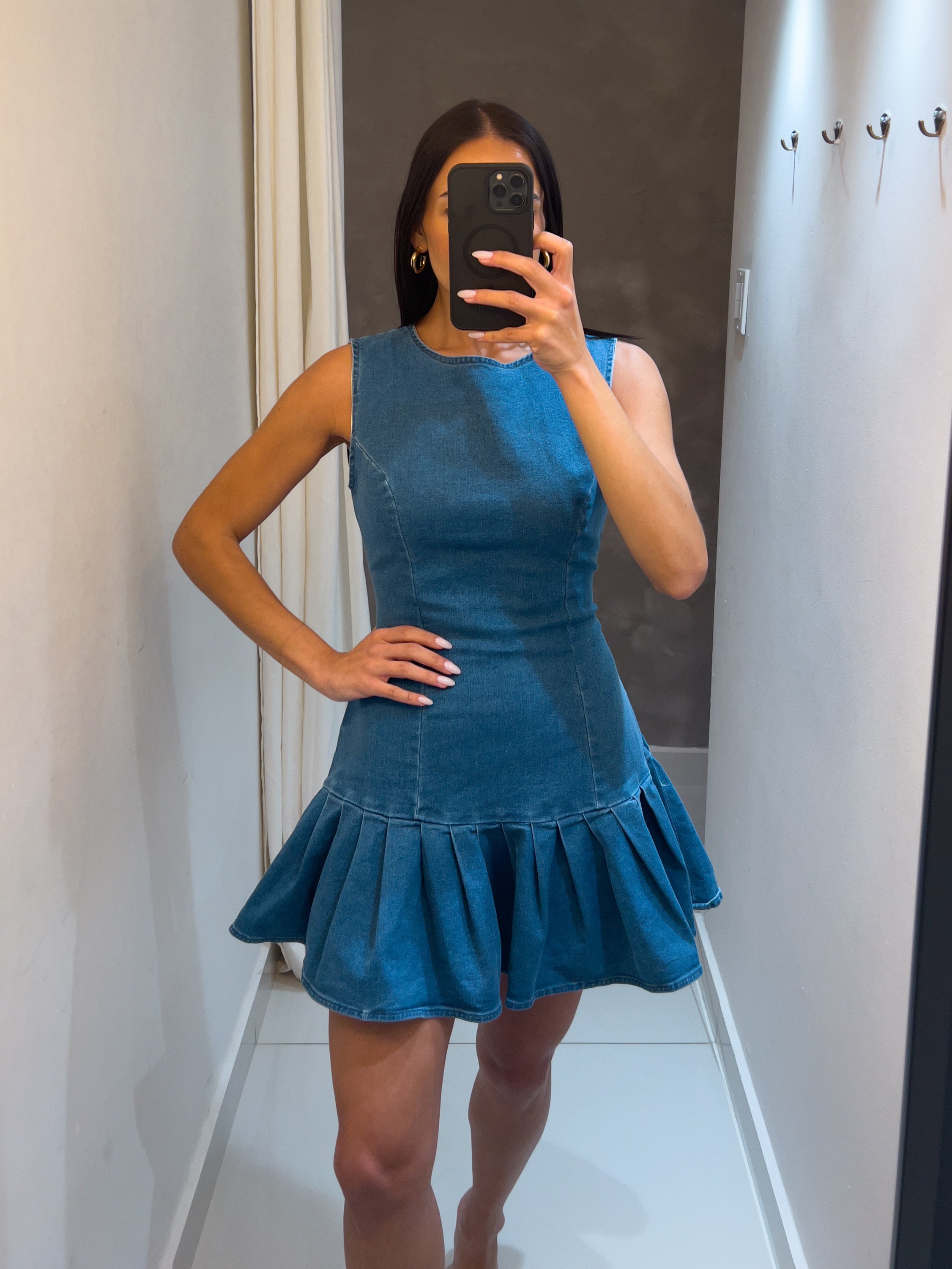 LUCIA TIE BACK DENIM DRESS