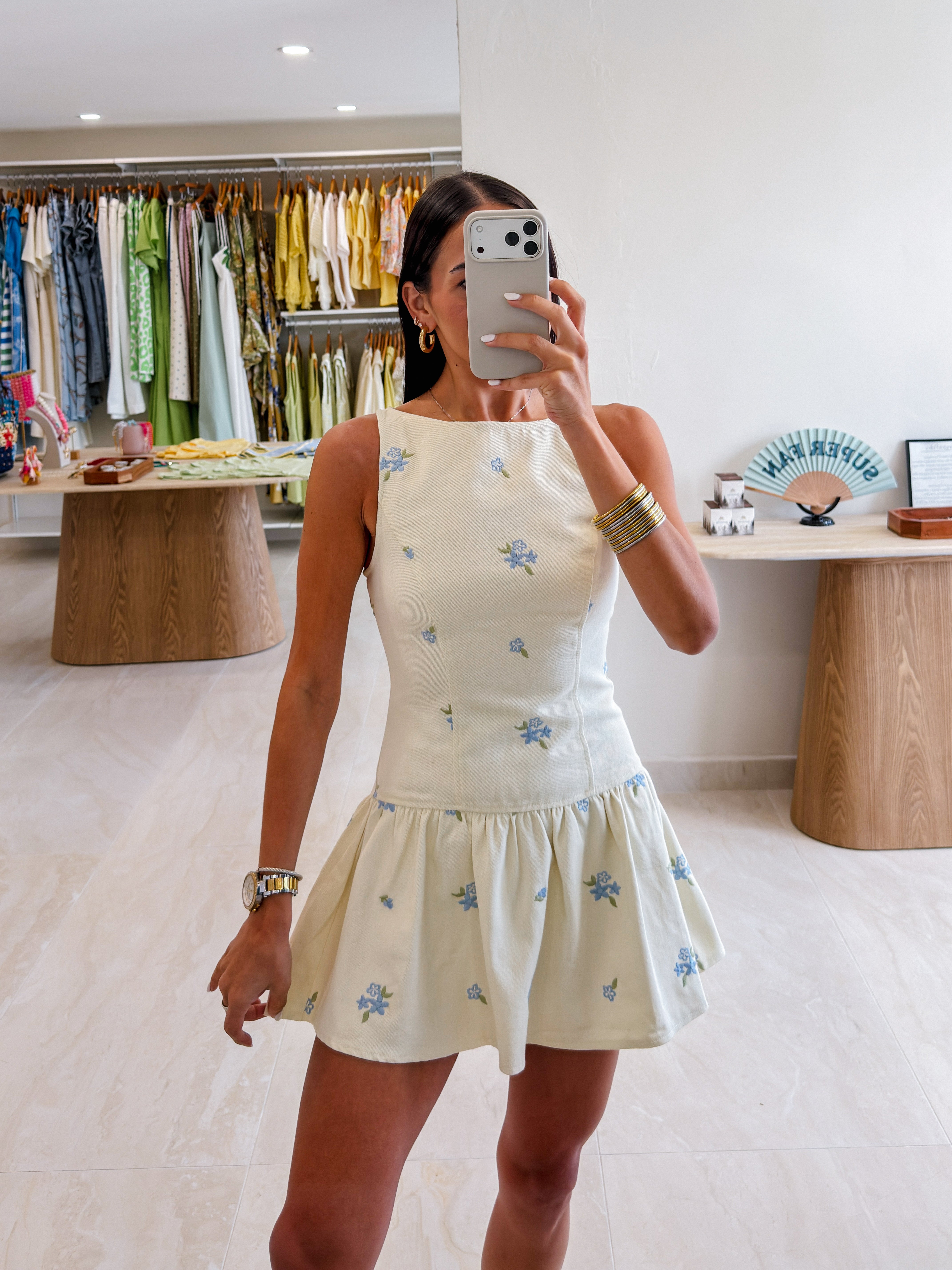 GIANNA FLORAL DENIM DRESS