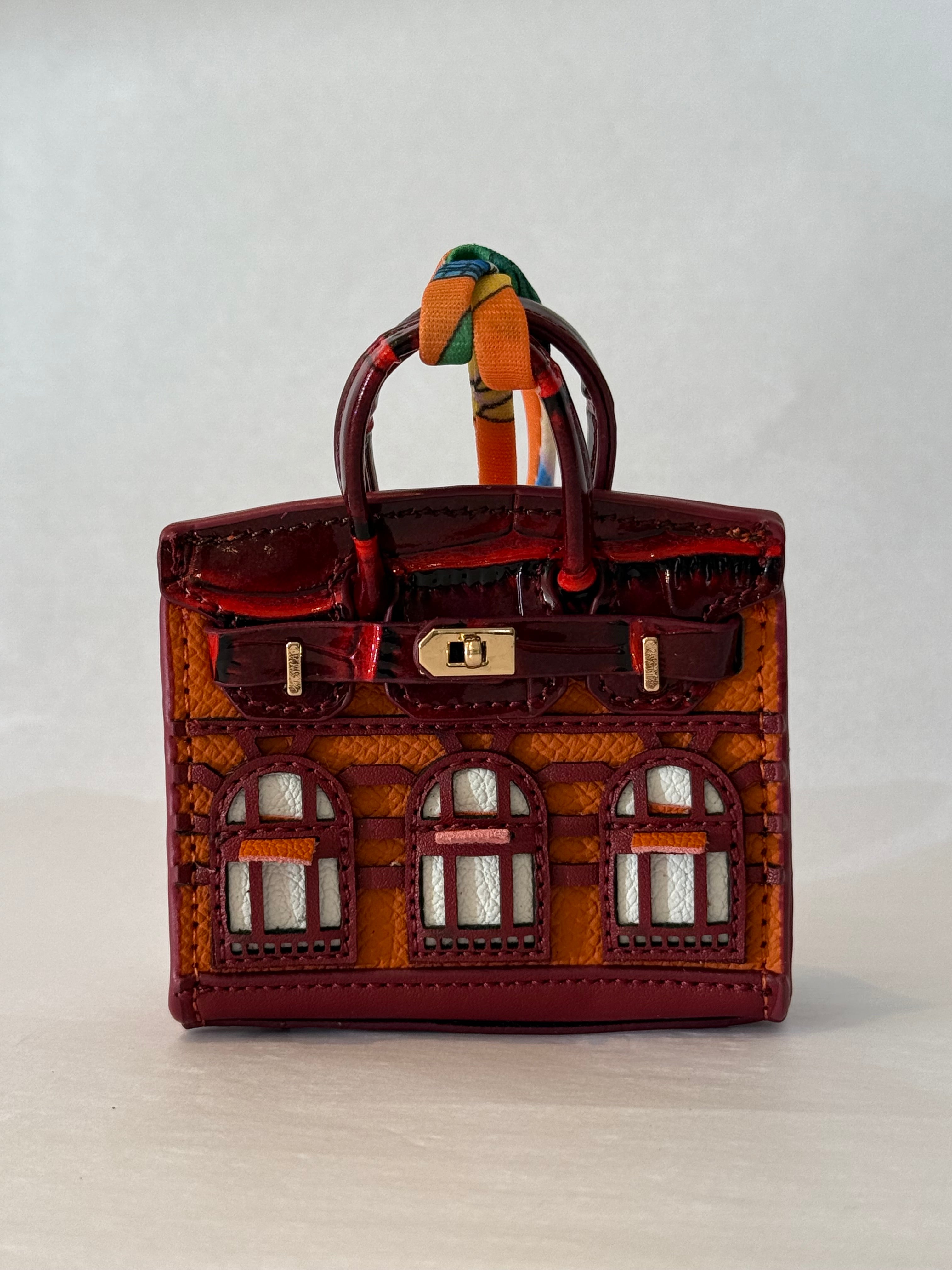 BURGUNDY ORANGE BAG CHARM